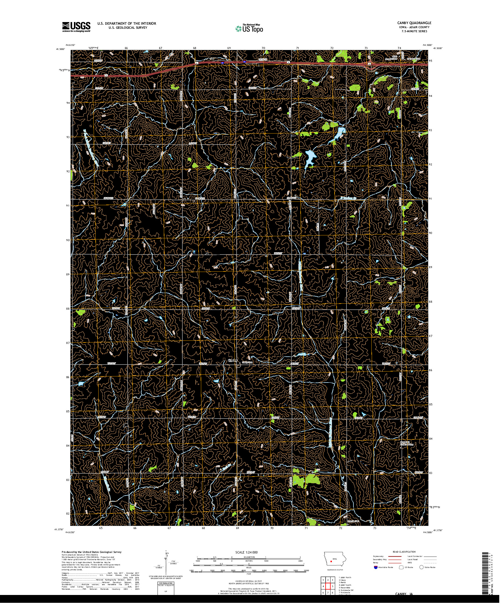 USGS US TOPO 7.5-MINUTE MAP FOR CANBY, IA 2018