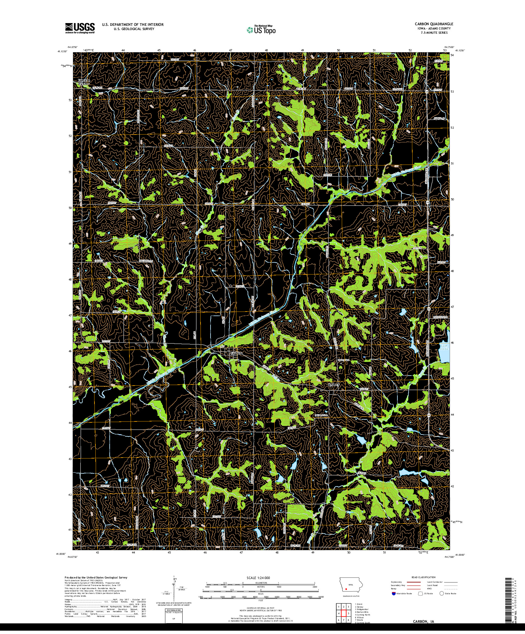 USGS US TOPO 7.5-MINUTE MAP FOR CARBON, IA 2018