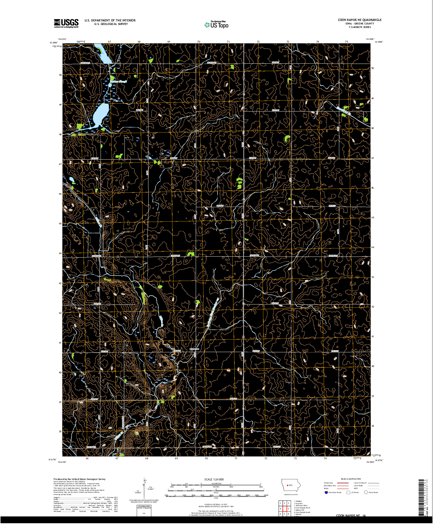 USGS US TOPO 7.5-MINUTE MAP FOR COON RAPIDS NE, IA 2018