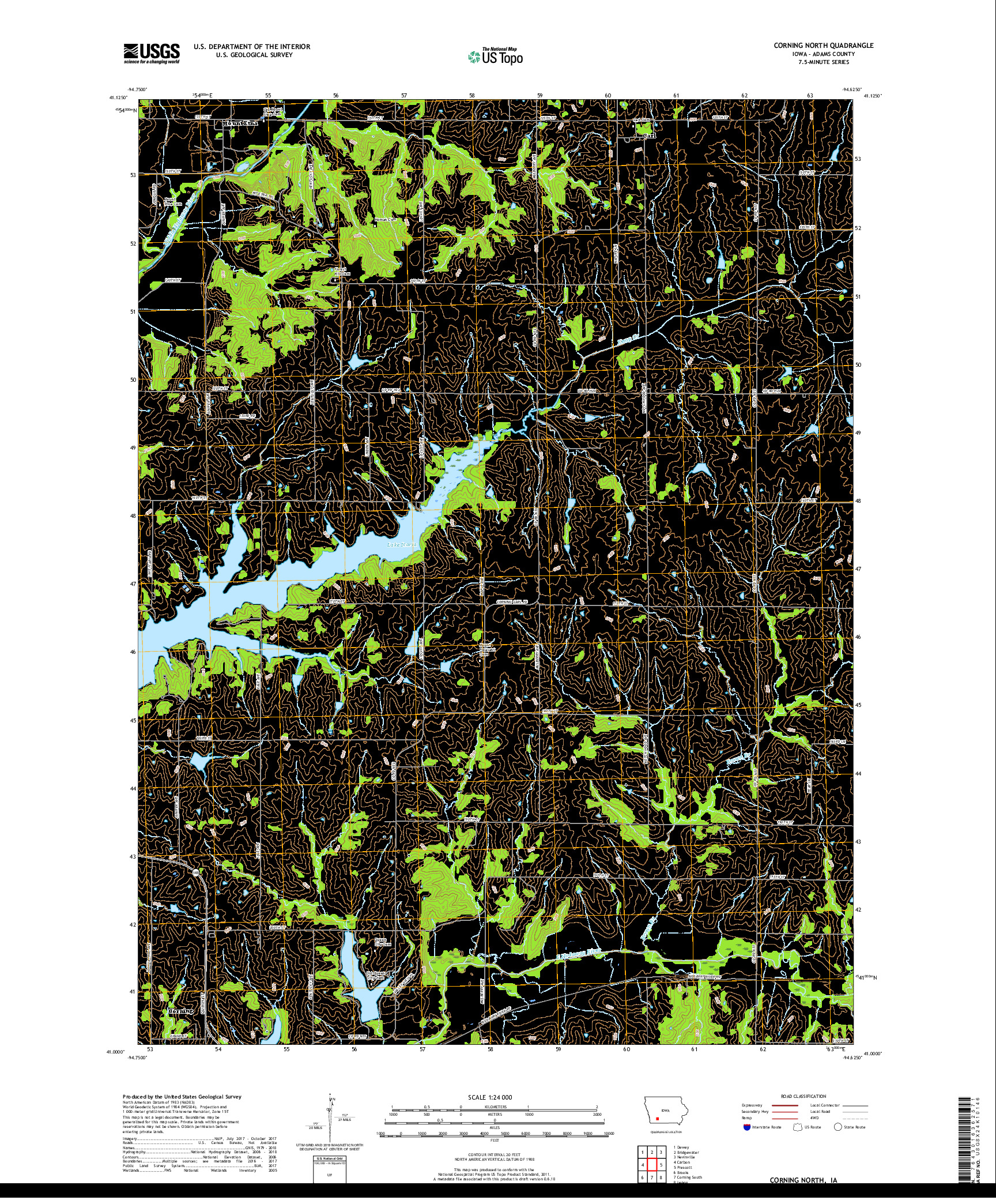 USGS US TOPO 7.5-MINUTE MAP FOR CORNING NORTH, IA 2018