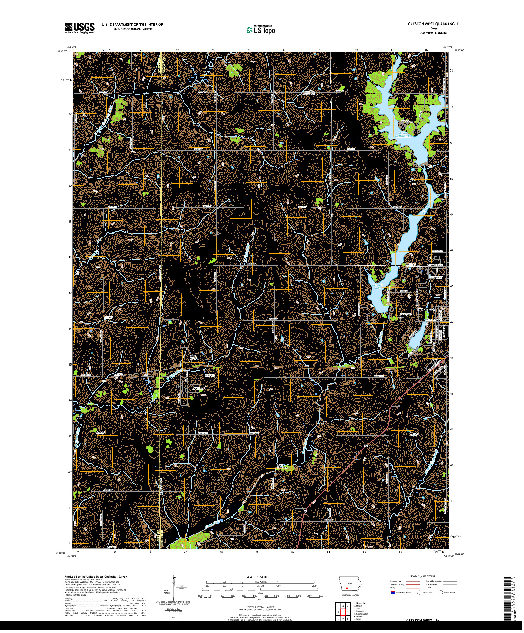 USGS US TOPO 7.5-MINUTE MAP FOR CRESTON WEST, IA 2018