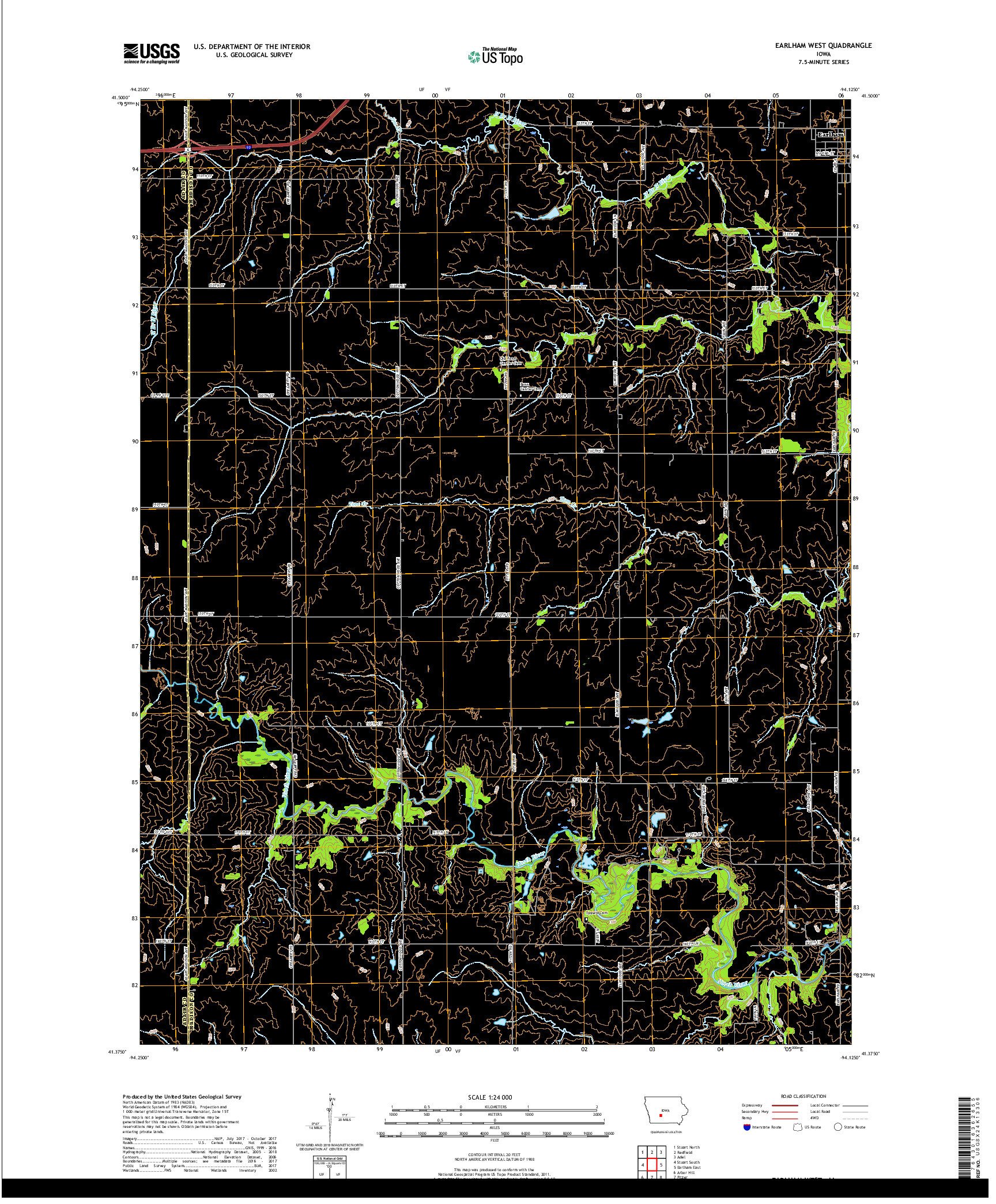 USGS US TOPO 7.5-MINUTE MAP FOR EARLHAM WEST, IA 2018