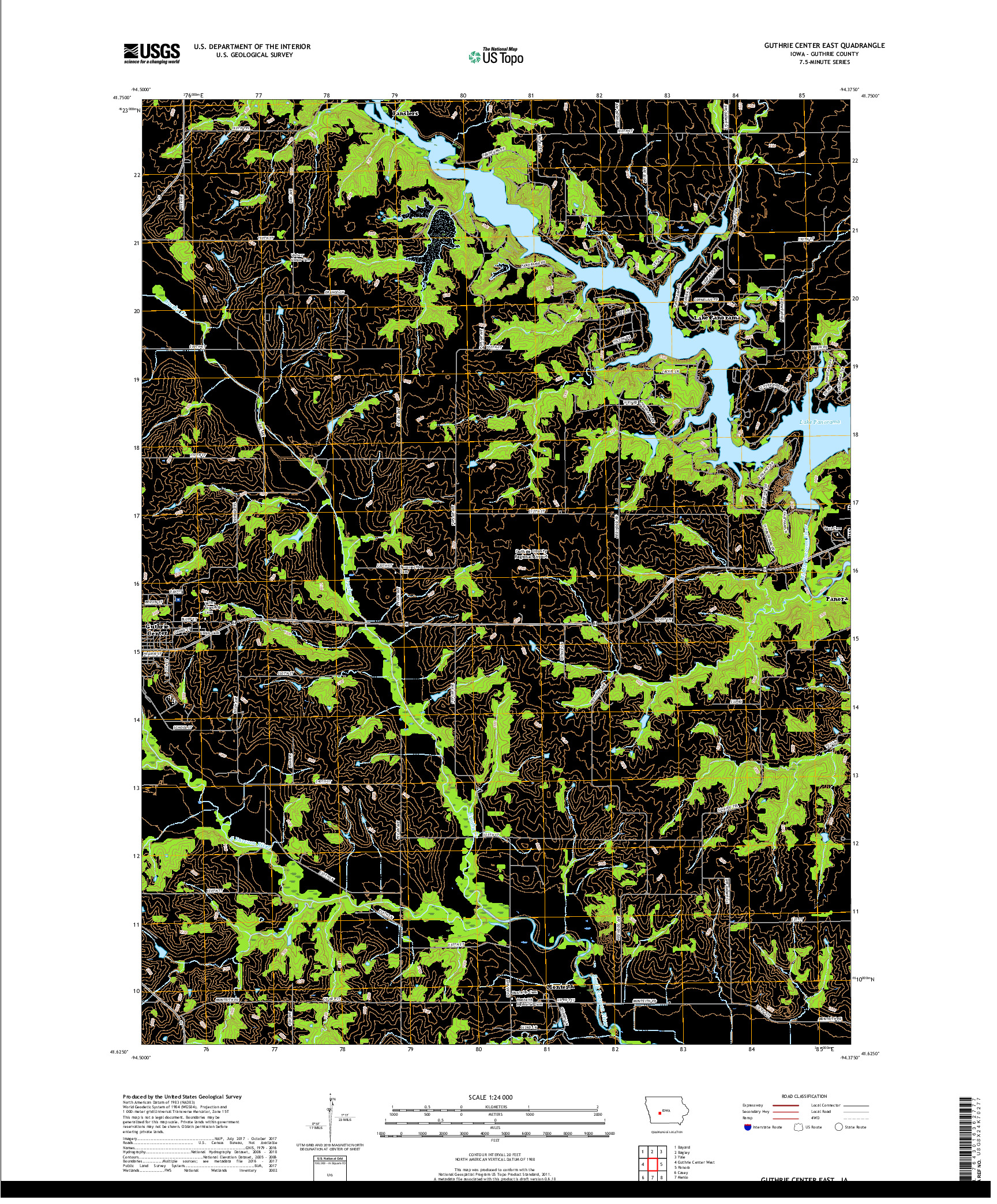 USGS US TOPO 7.5-MINUTE MAP FOR GUTHRIE CENTER EAST, IA 2018