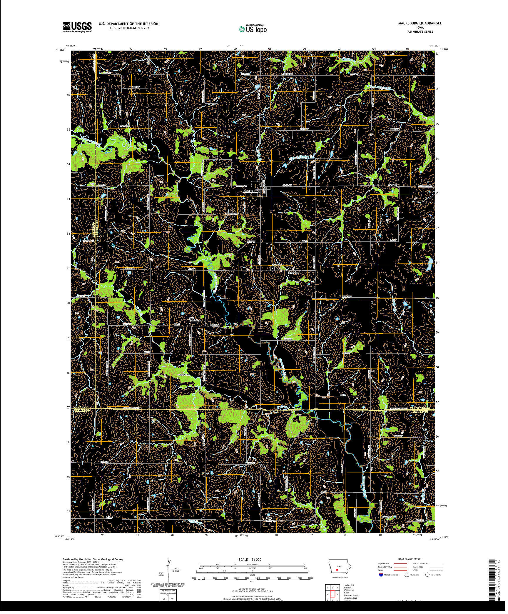 USGS US TOPO 7.5-MINUTE MAP FOR MACKSBURG, IA 2018