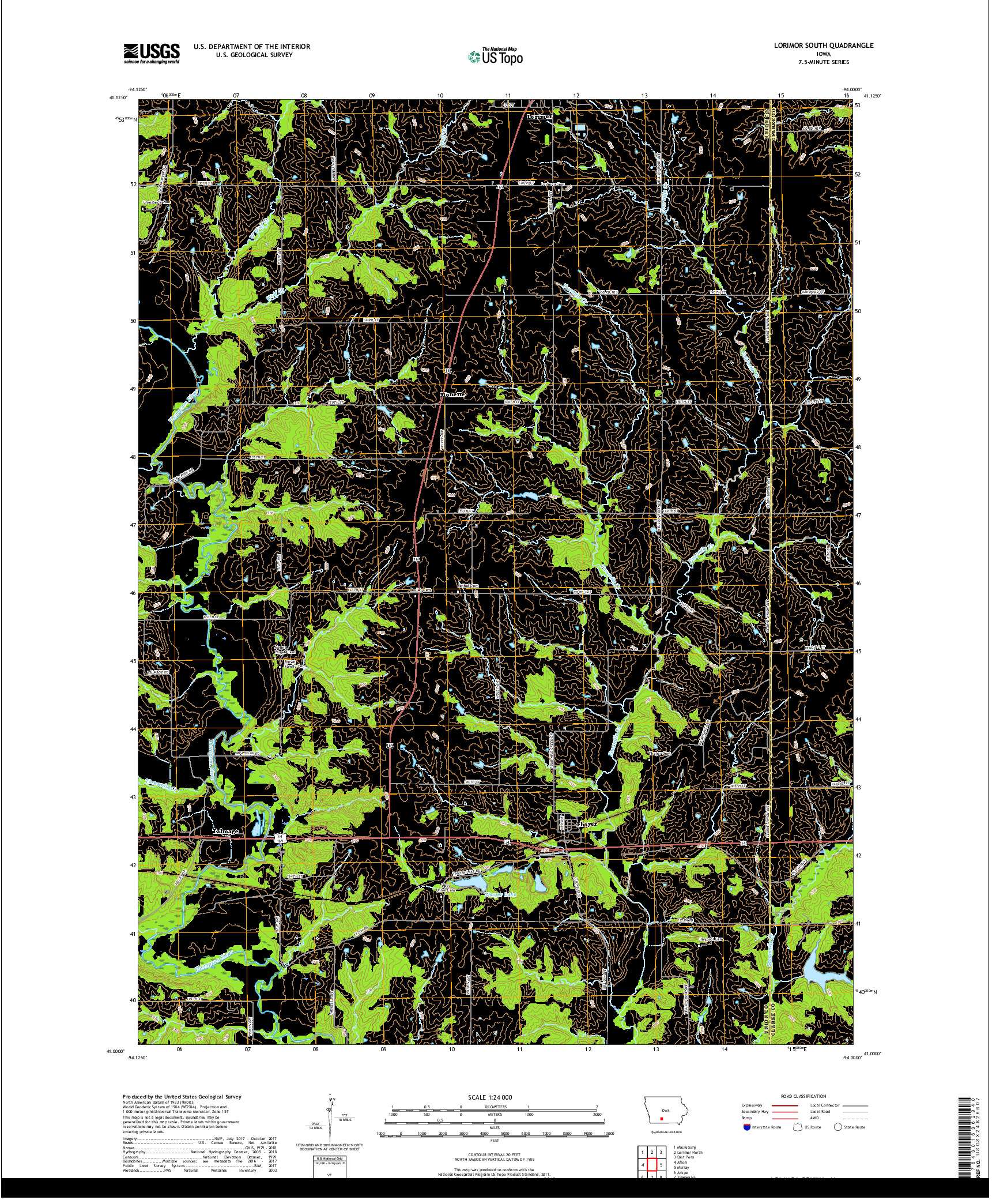 USGS US TOPO 7.5-MINUTE MAP FOR LORIMOR SOUTH, IA 2018