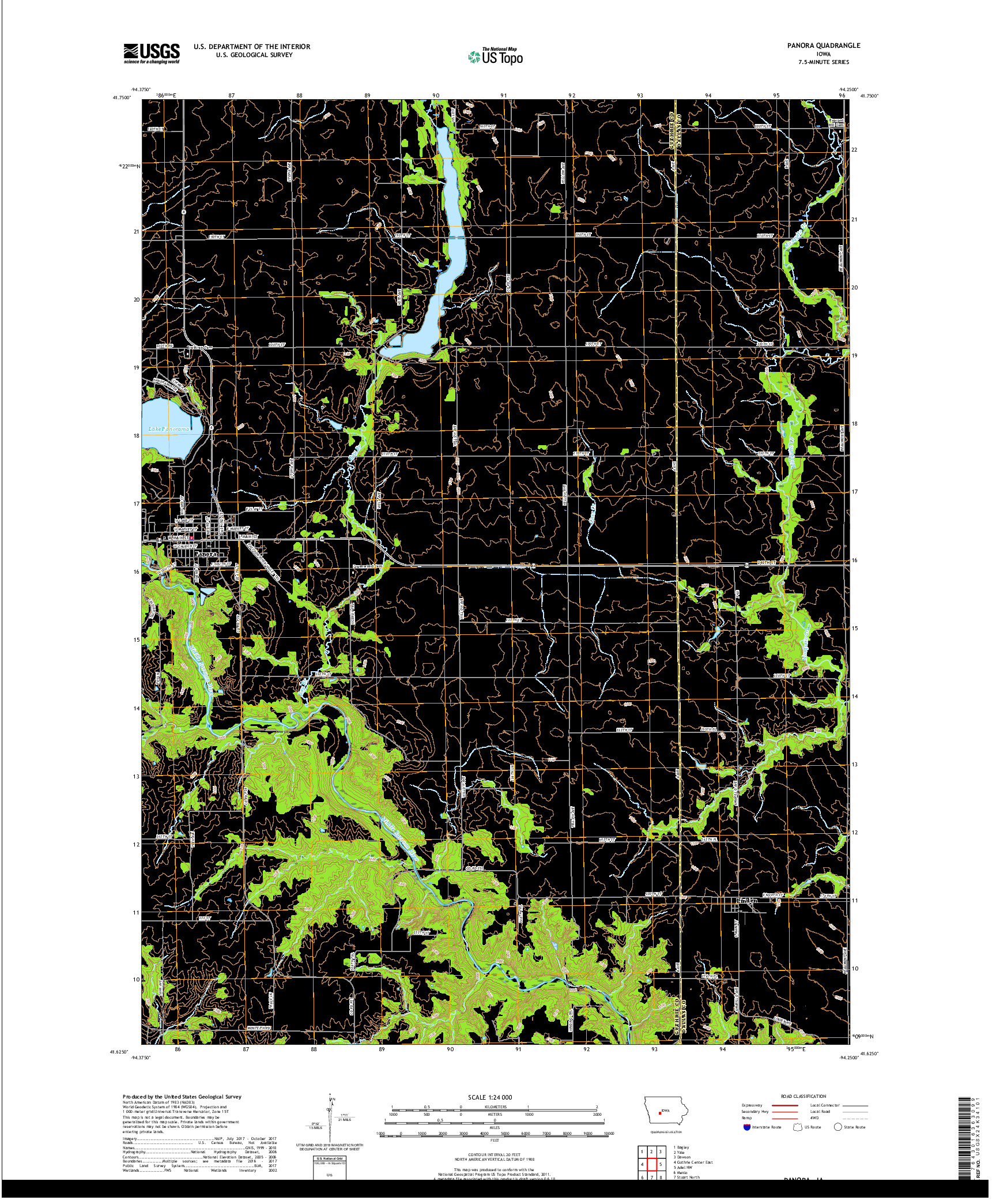 USGS US TOPO 7.5-MINUTE MAP FOR PANORA, IA 2018