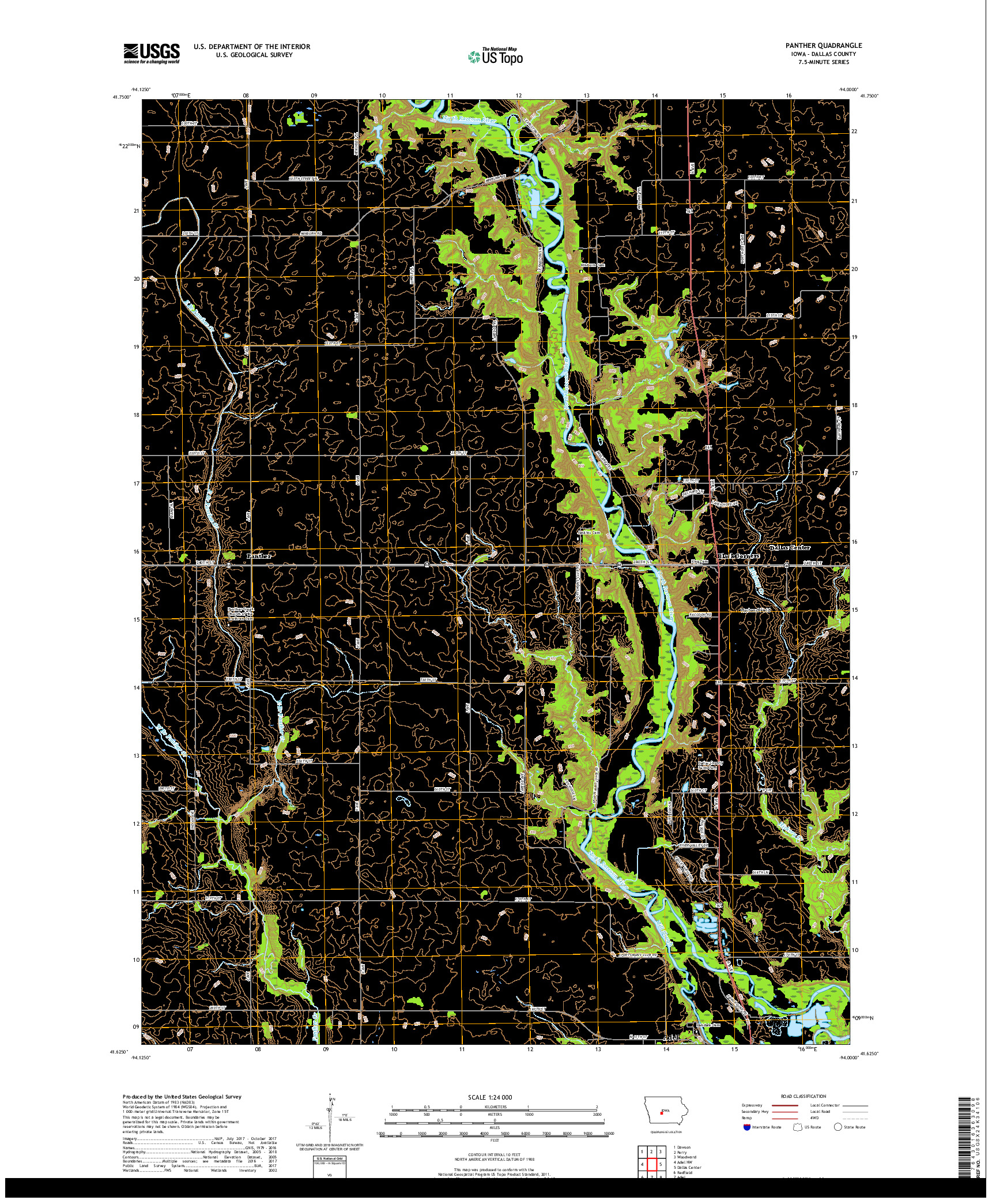 USGS US TOPO 7.5-MINUTE MAP FOR PANTHER, IA 2018