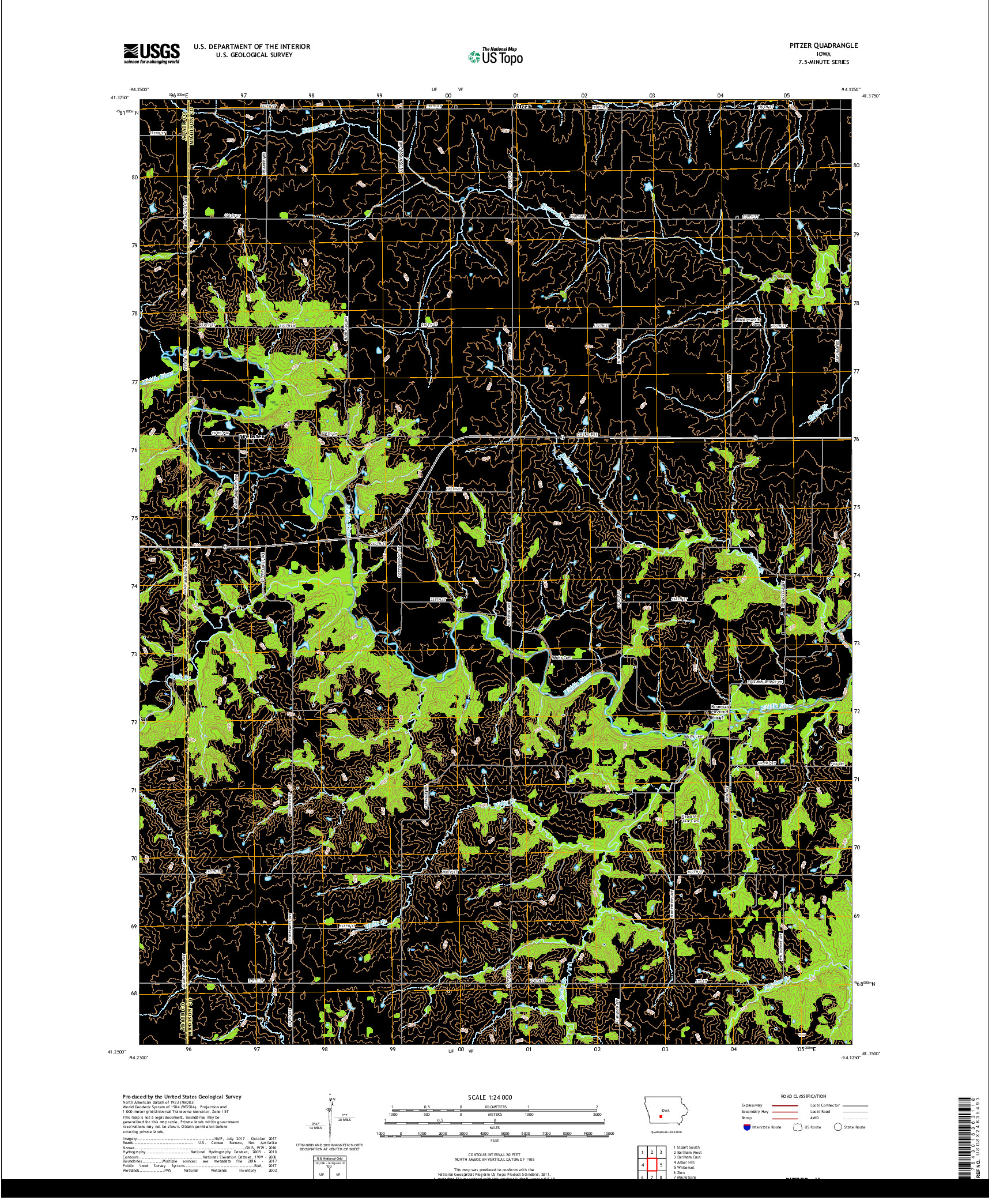 USGS US TOPO 7.5-MINUTE MAP FOR PITZER, IA 2018