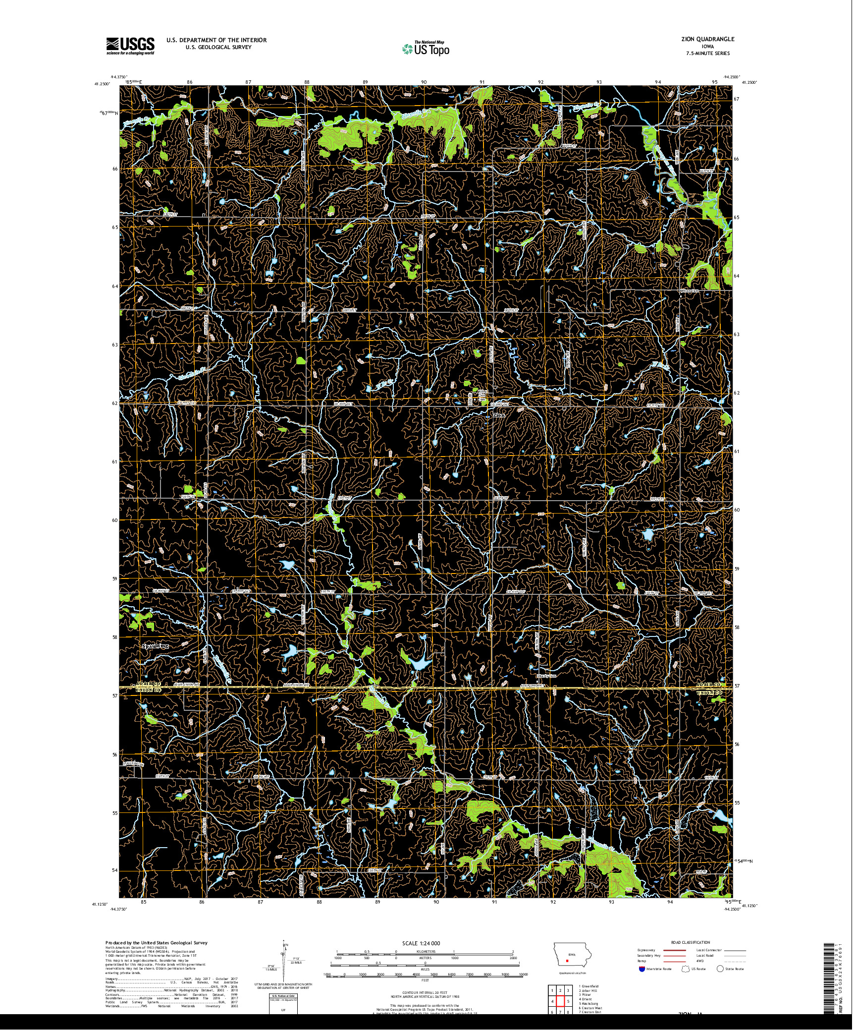 USGS US TOPO 7.5-MINUTE MAP FOR ZION, IA 2018