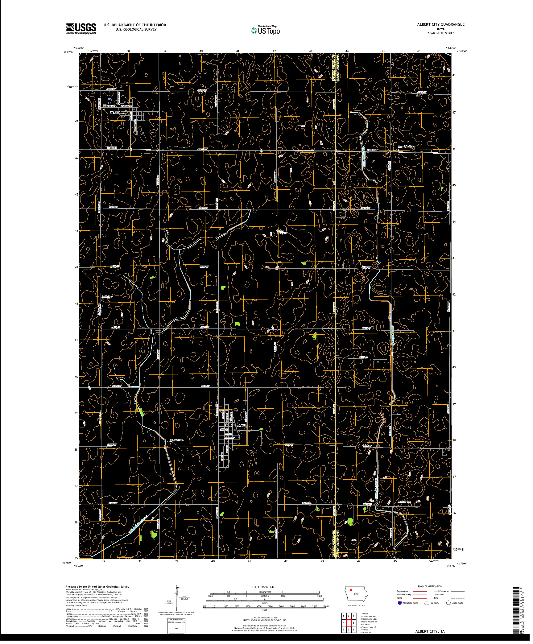 USGS US TOPO 7.5-MINUTE MAP FOR ALBERT CITY, IA 2018