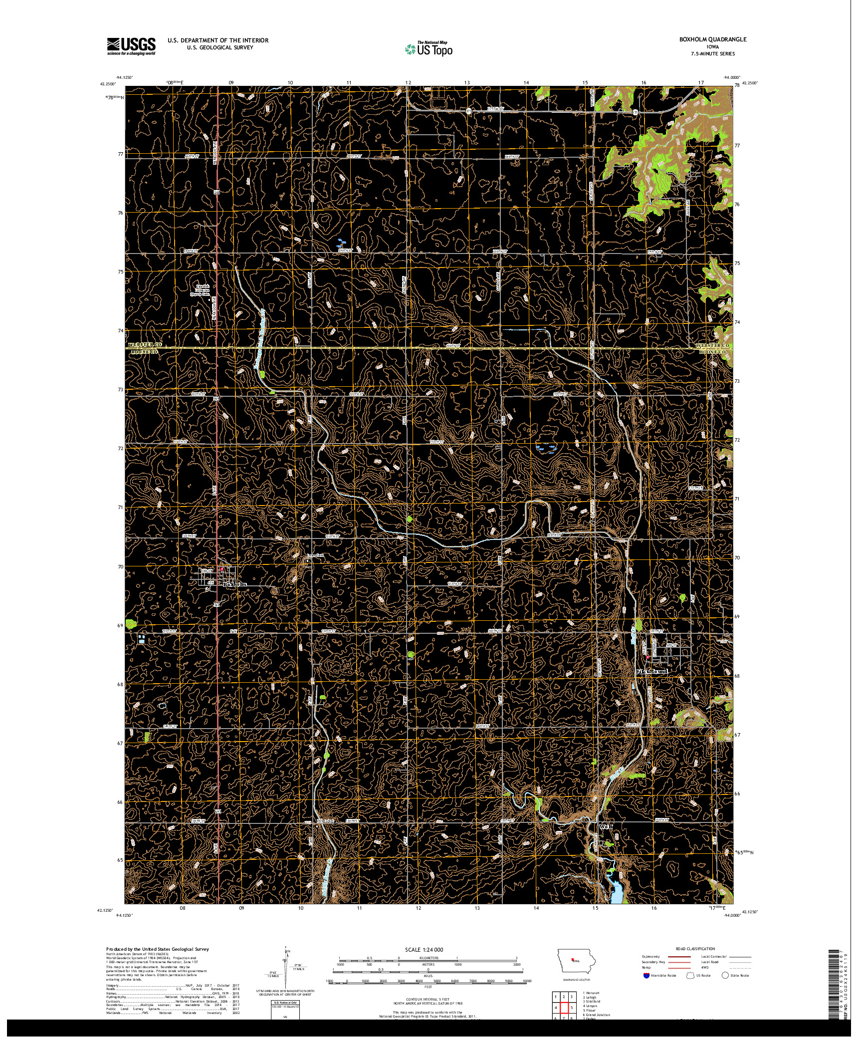 USGS US TOPO 7.5-MINUTE MAP FOR BOXHOLM, IA 2018