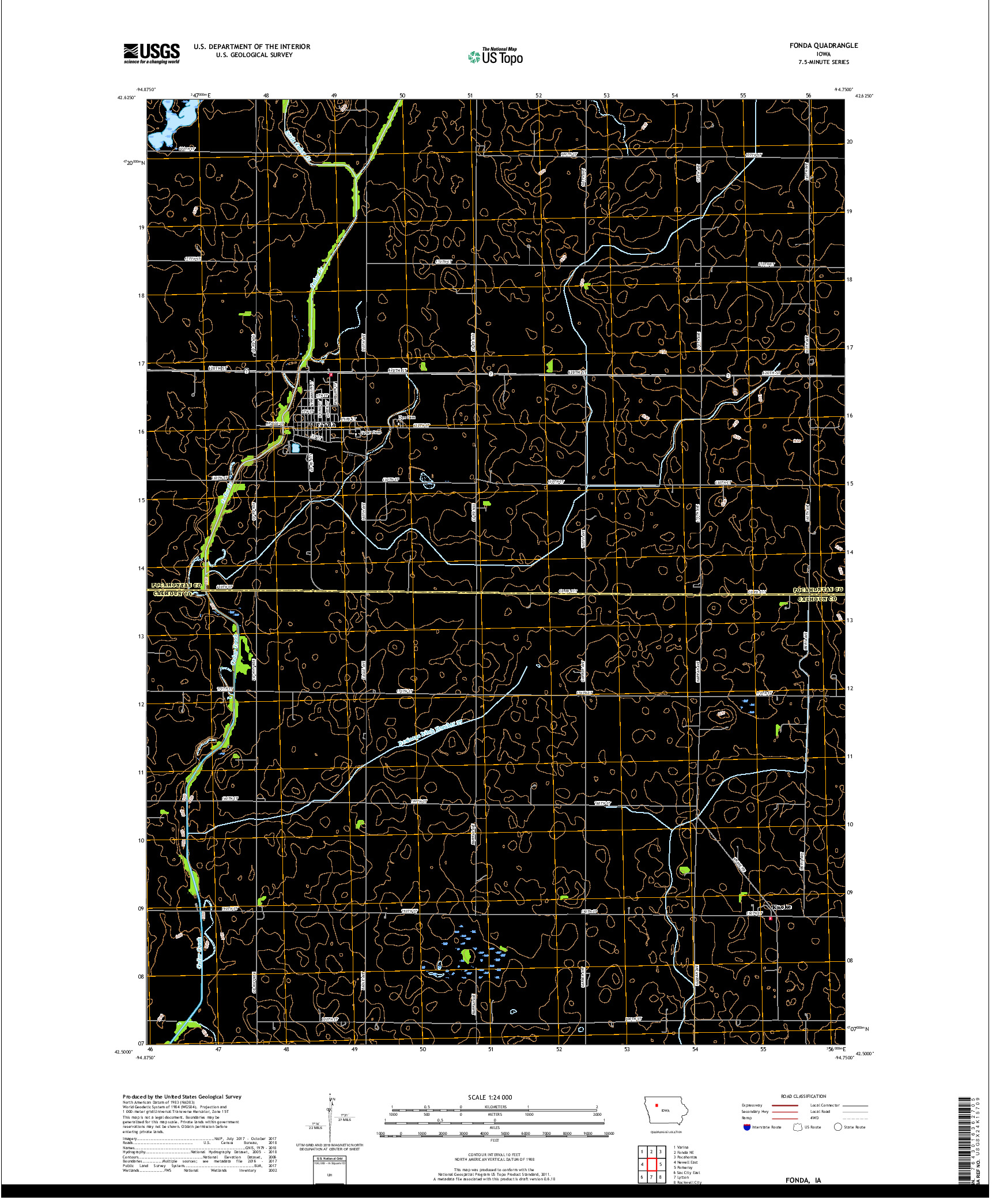 USGS US TOPO 7.5-MINUTE MAP FOR FONDA, IA 2018