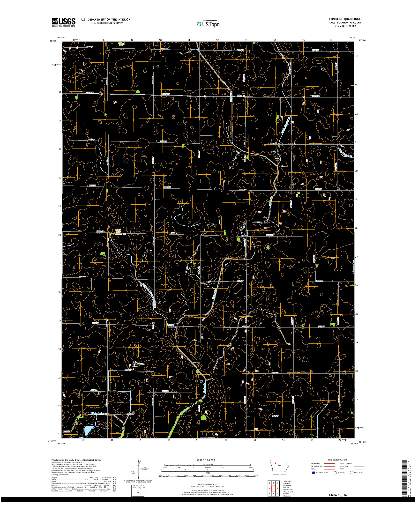 USGS US TOPO 7.5-MINUTE MAP FOR FONDA NE, IA 2018