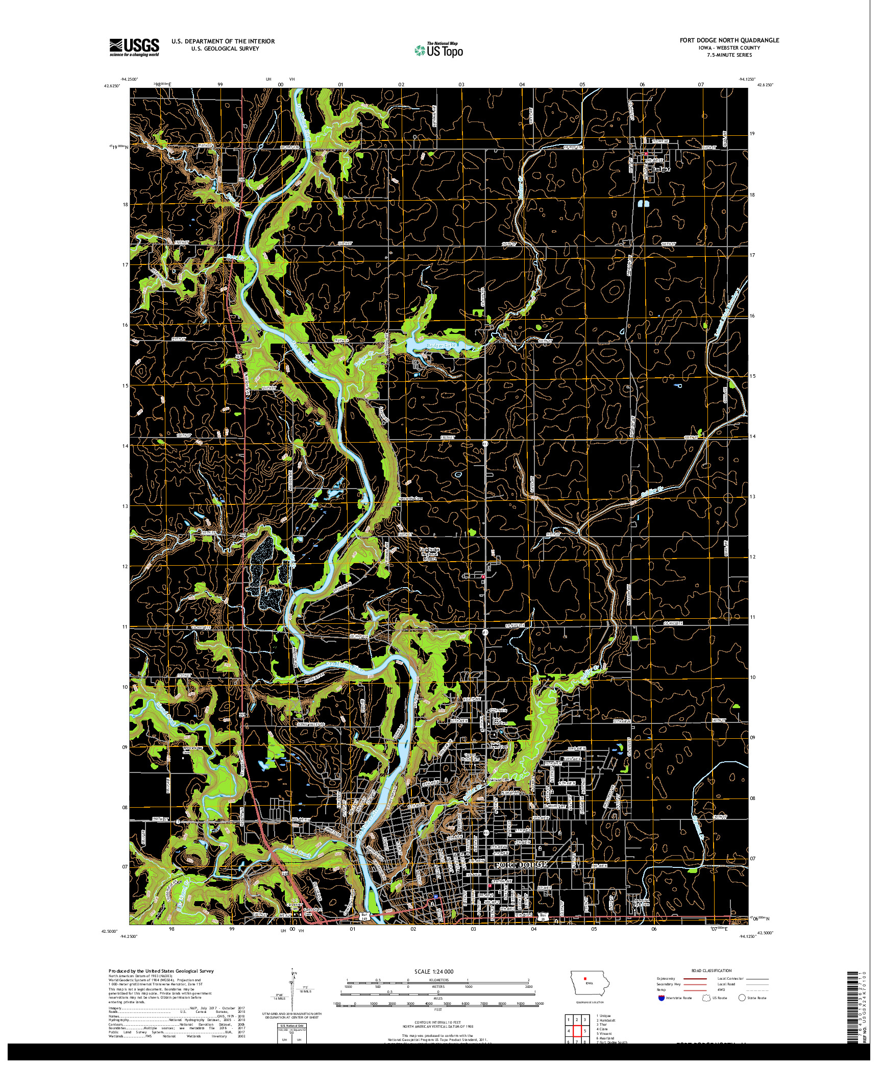 USGS US TOPO 7.5-MINUTE MAP FOR FORT DODGE NORTH, IA 2018