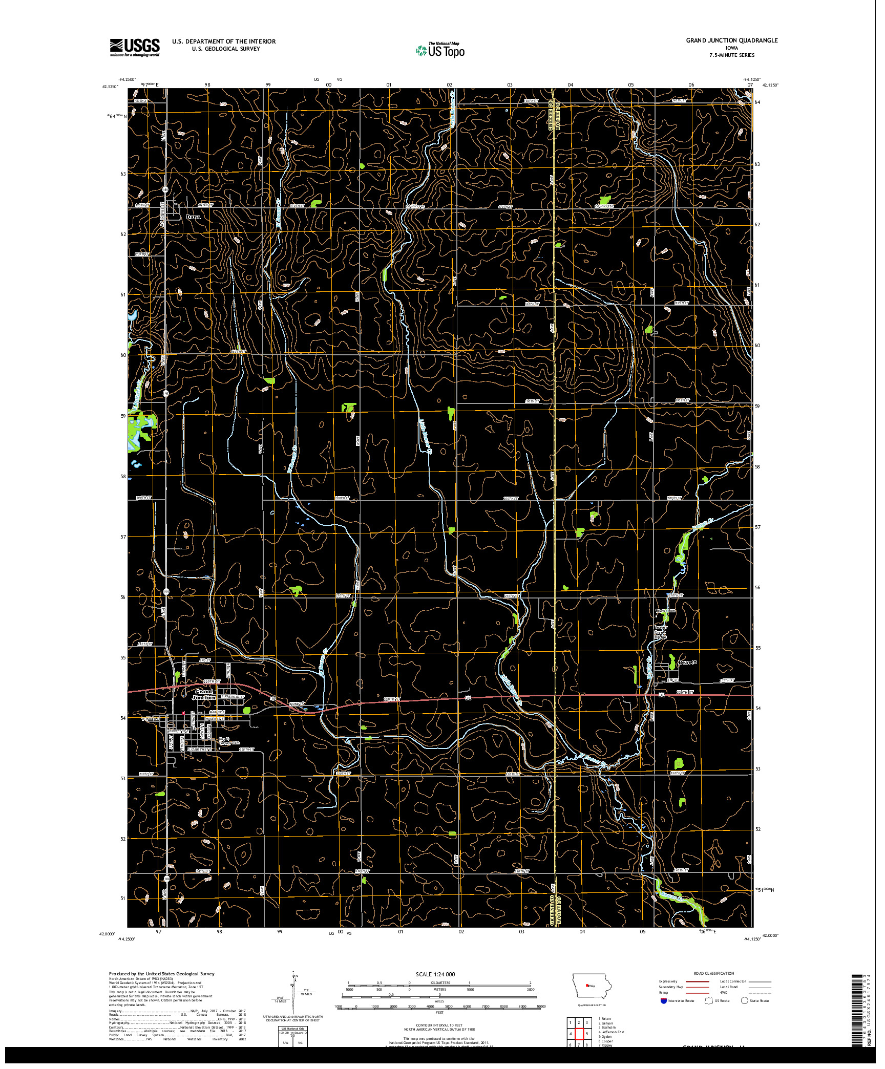 USGS US TOPO 7.5-MINUTE MAP FOR GRAND JUNCTION, IA 2018