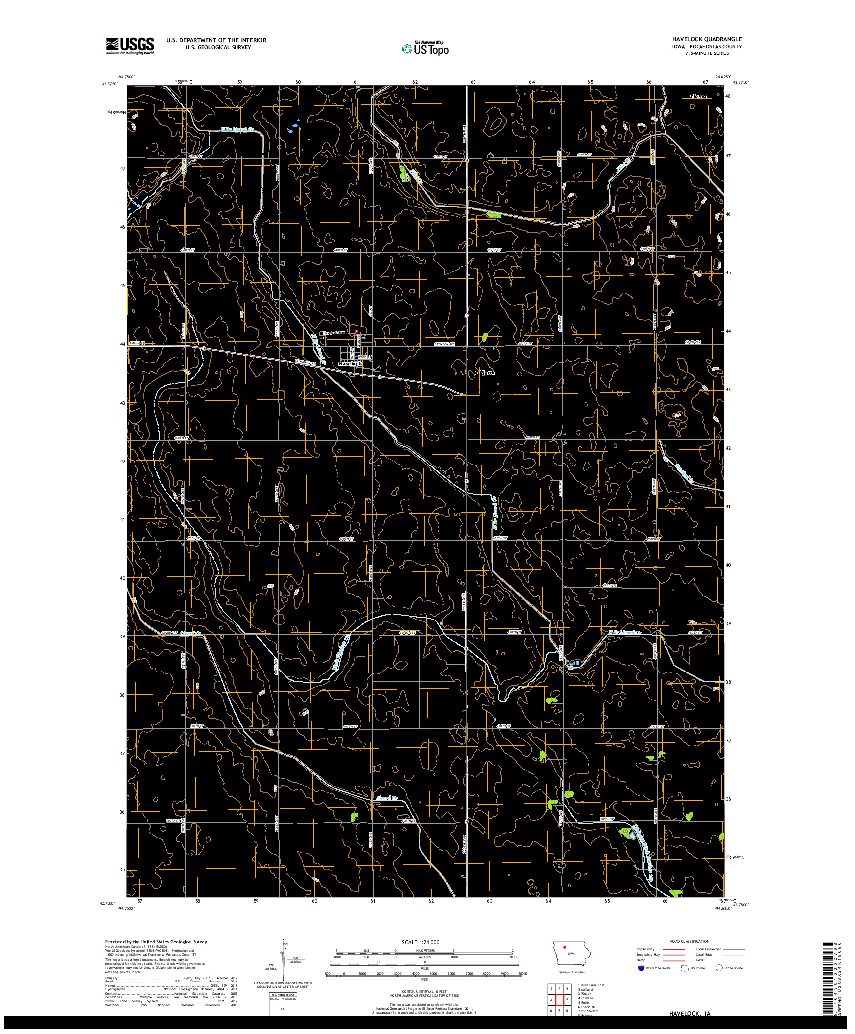 USGS US TOPO 7.5-MINUTE MAP FOR HAVELOCK, IA 2018