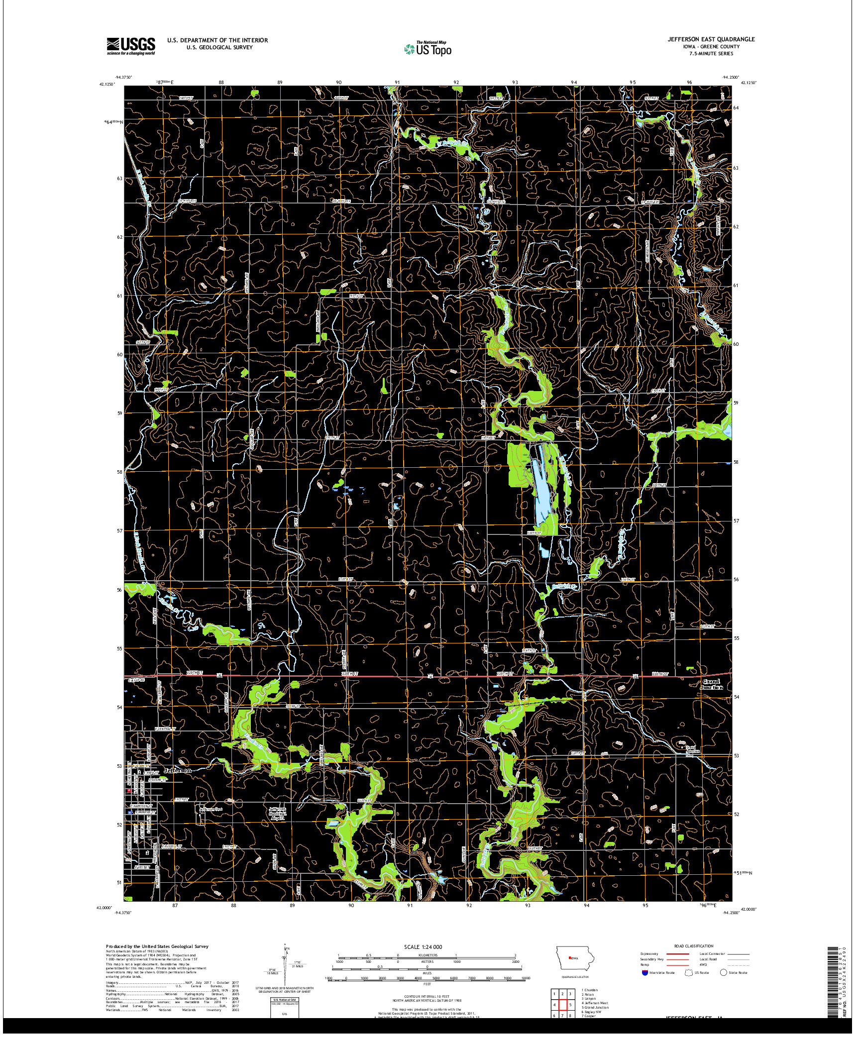 USGS US TOPO 7.5-MINUTE MAP FOR JEFFERSON EAST, IA 2018