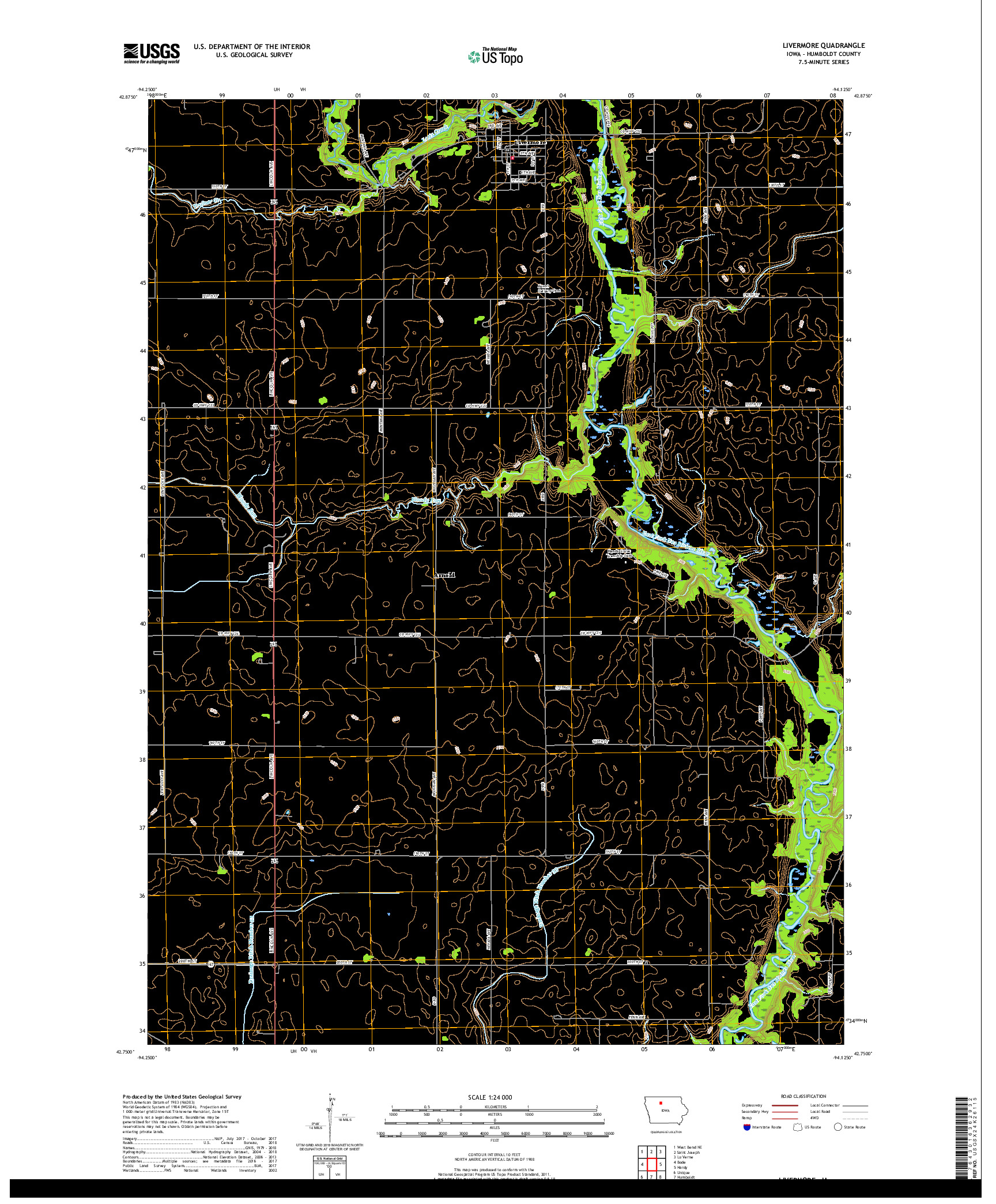 USGS US TOPO 7.5-MINUTE MAP FOR LIVERMORE, IA 2018