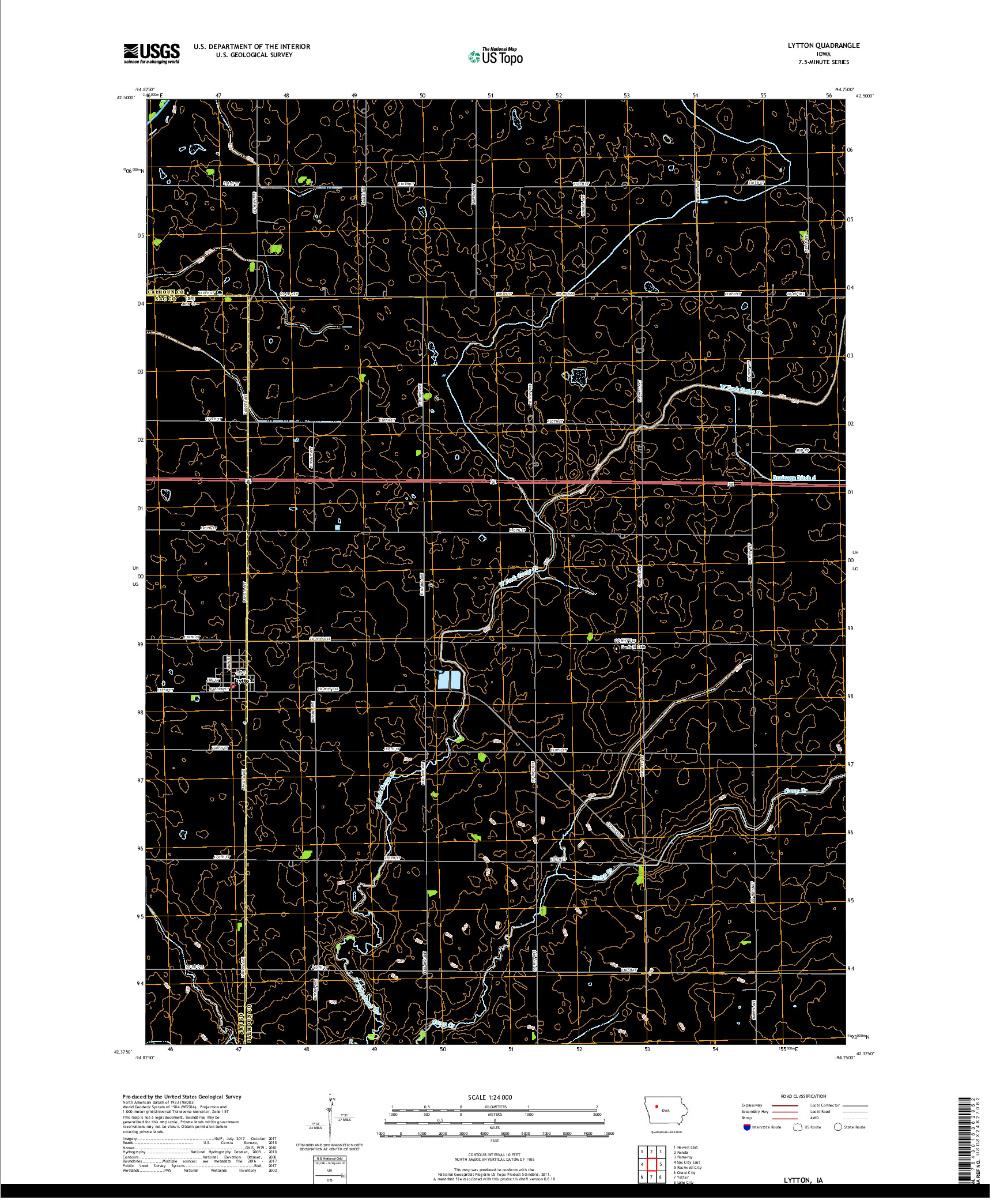 USGS US TOPO 7.5-MINUTE MAP FOR LYTTON, IA 2018