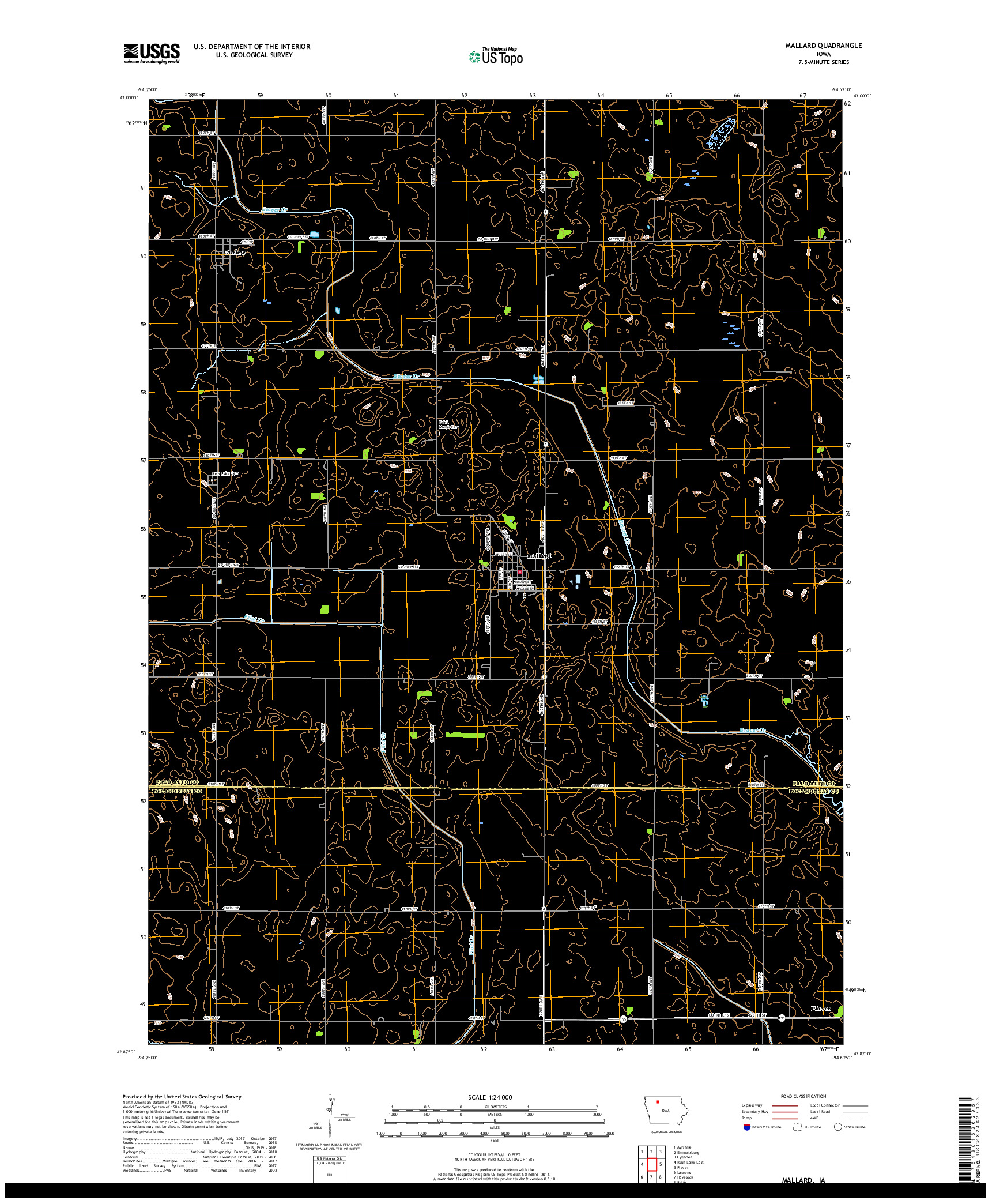 USGS US TOPO 7.5-MINUTE MAP FOR MALLARD, IA 2018