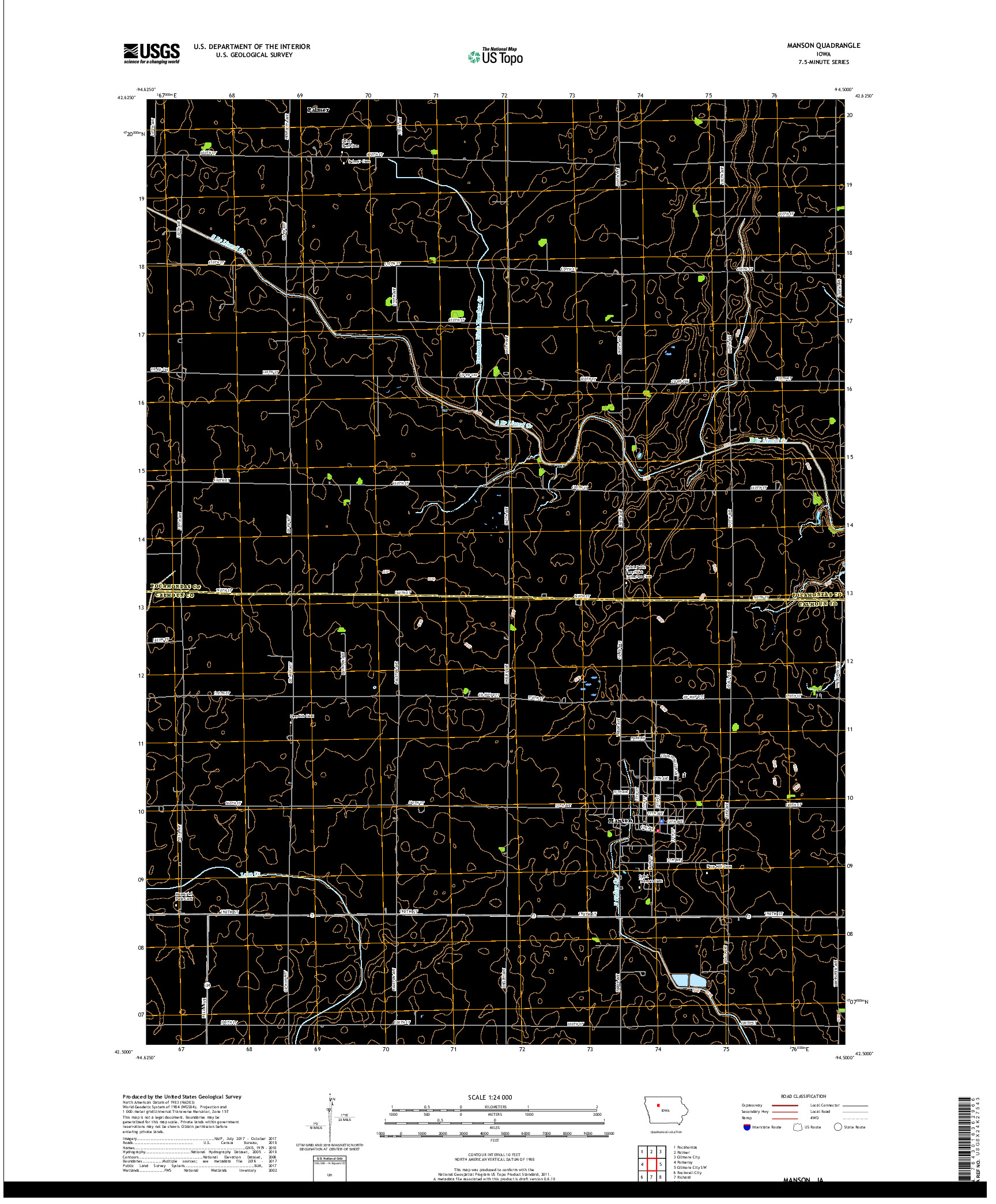USGS US TOPO 7.5-MINUTE MAP FOR MANSON, IA 2018