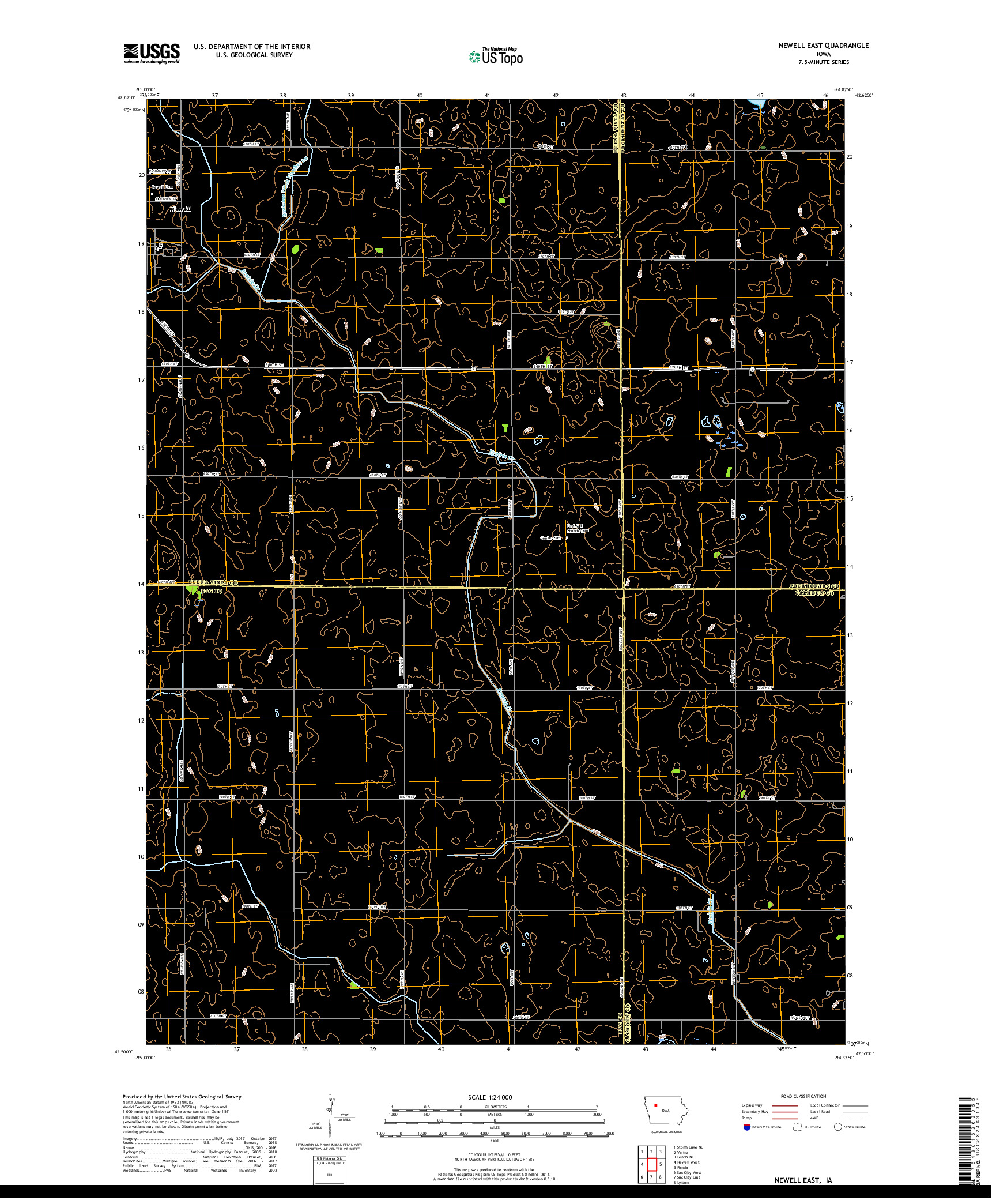 USGS US TOPO 7.5-MINUTE MAP FOR NEWELL EAST, IA 2018