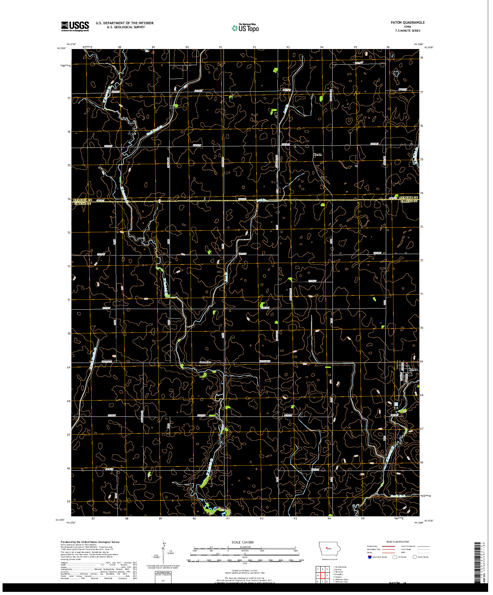 USGS US TOPO 7.5-MINUTE MAP FOR PATON, IA 2018