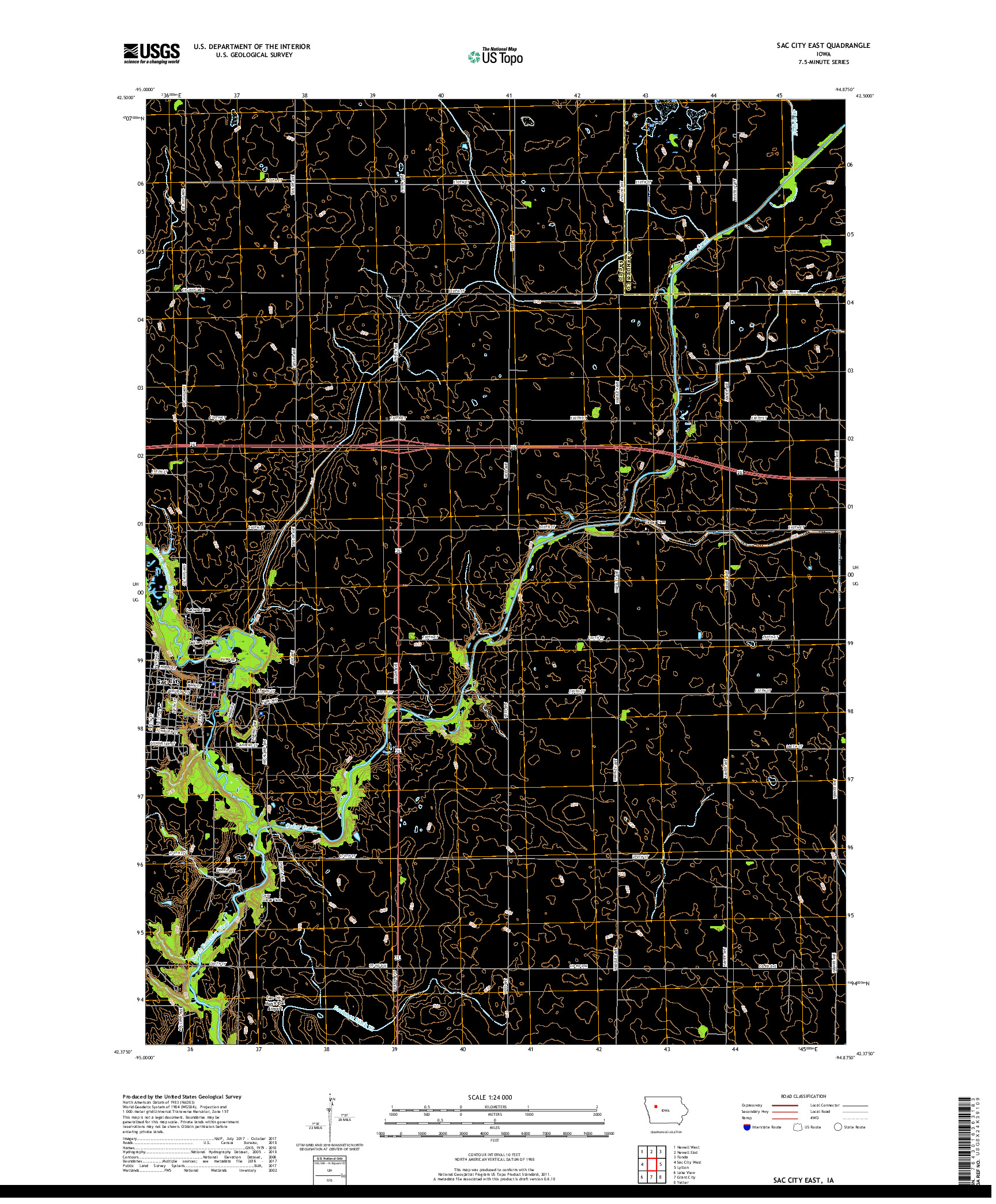 USGS US TOPO 7.5-MINUTE MAP FOR SAC CITY EAST, IA 2018