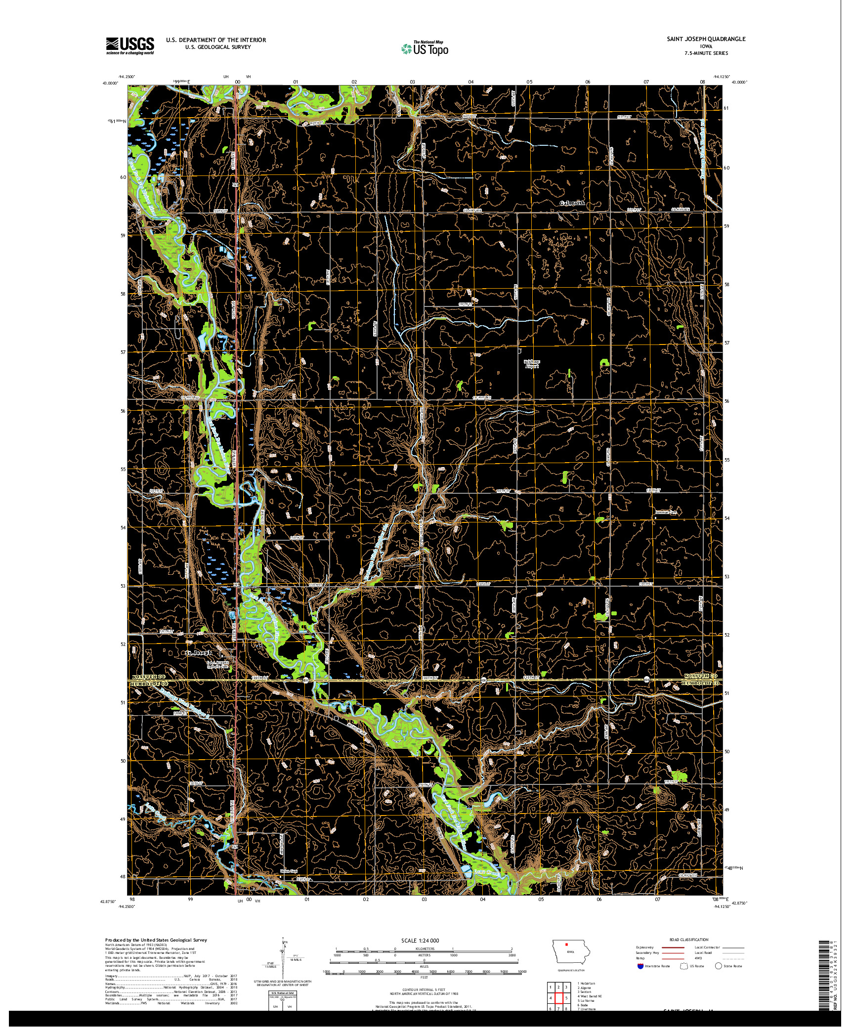 USGS US TOPO 7.5-MINUTE MAP FOR SAINT JOSEPH, IA 2018