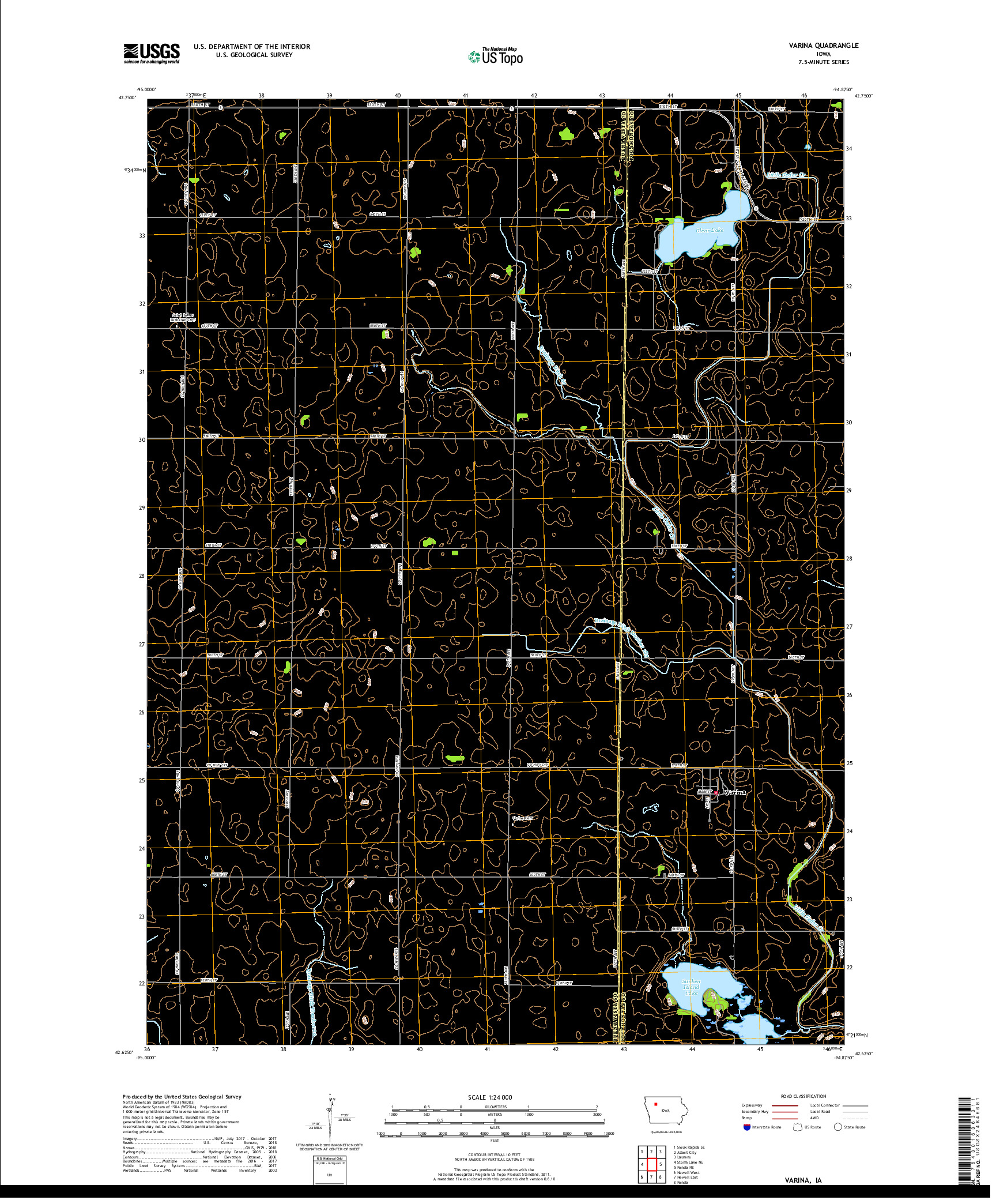 USGS US TOPO 7.5-MINUTE MAP FOR VARINA, IA 2018