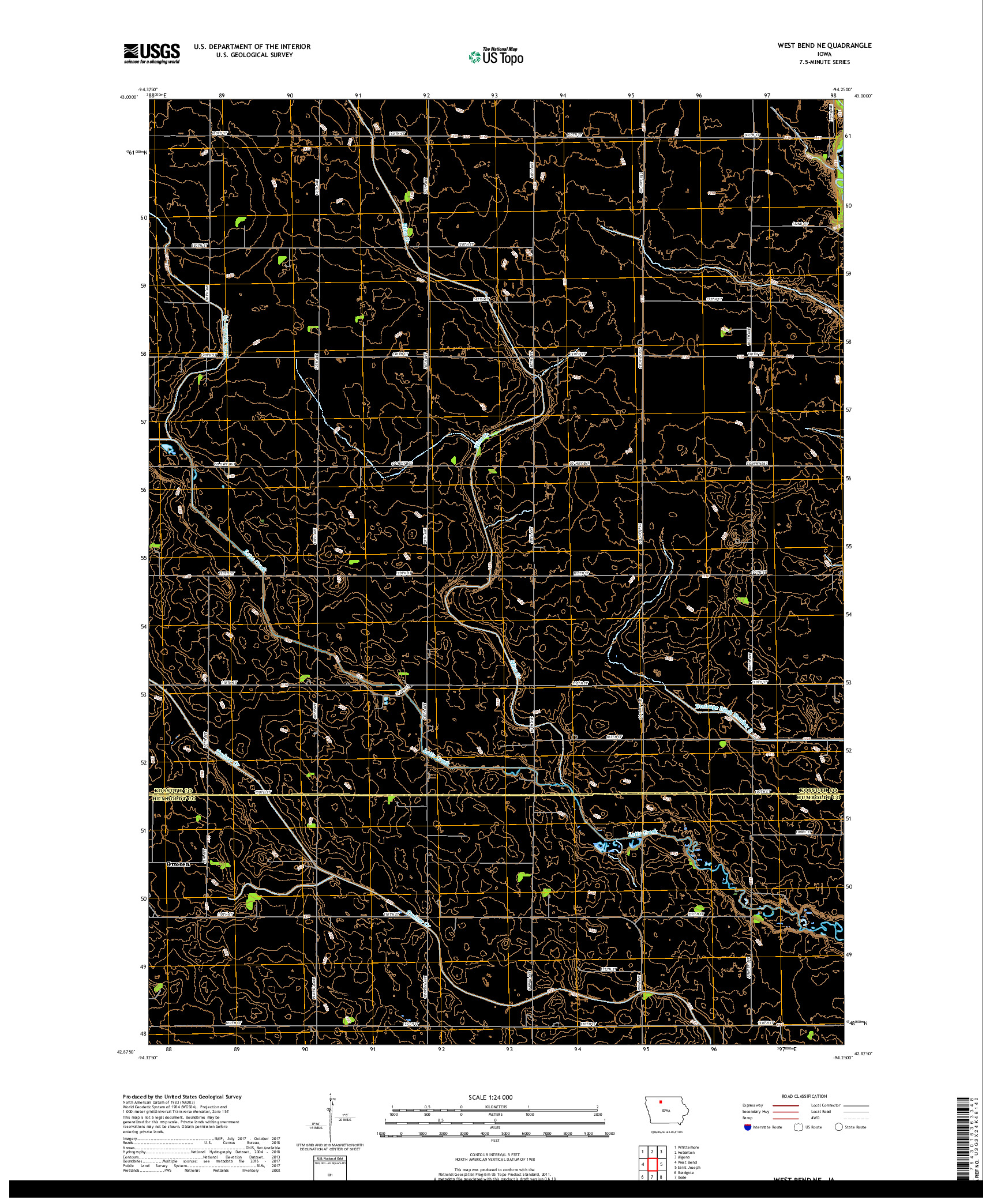 USGS US TOPO 7.5-MINUTE MAP FOR WEST BEND NE, IA 2018