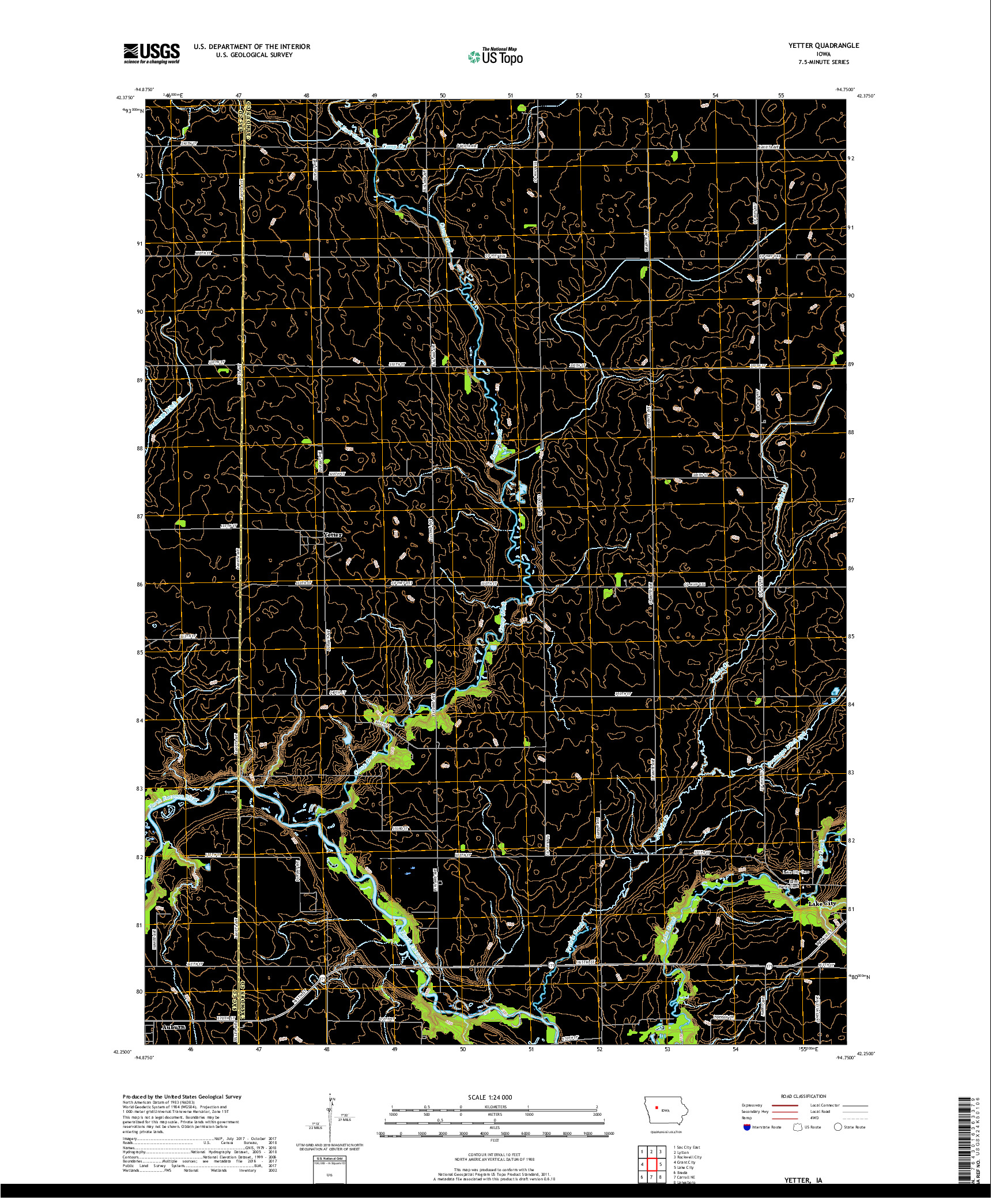 USGS US TOPO 7.5-MINUTE MAP FOR YETTER, IA 2018