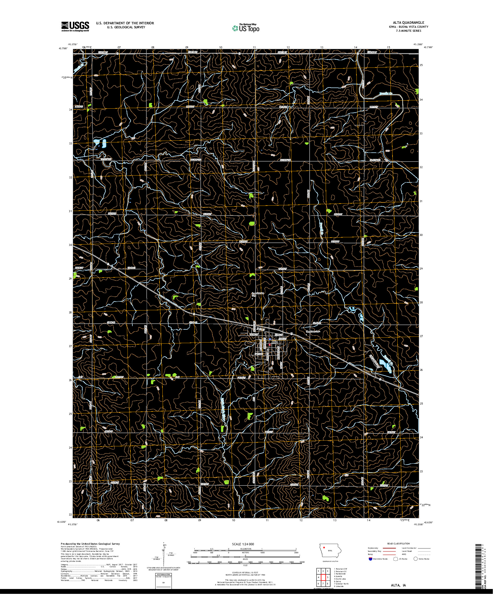 USGS US TOPO 7.5-MINUTE MAP FOR ALTA, IA 2018