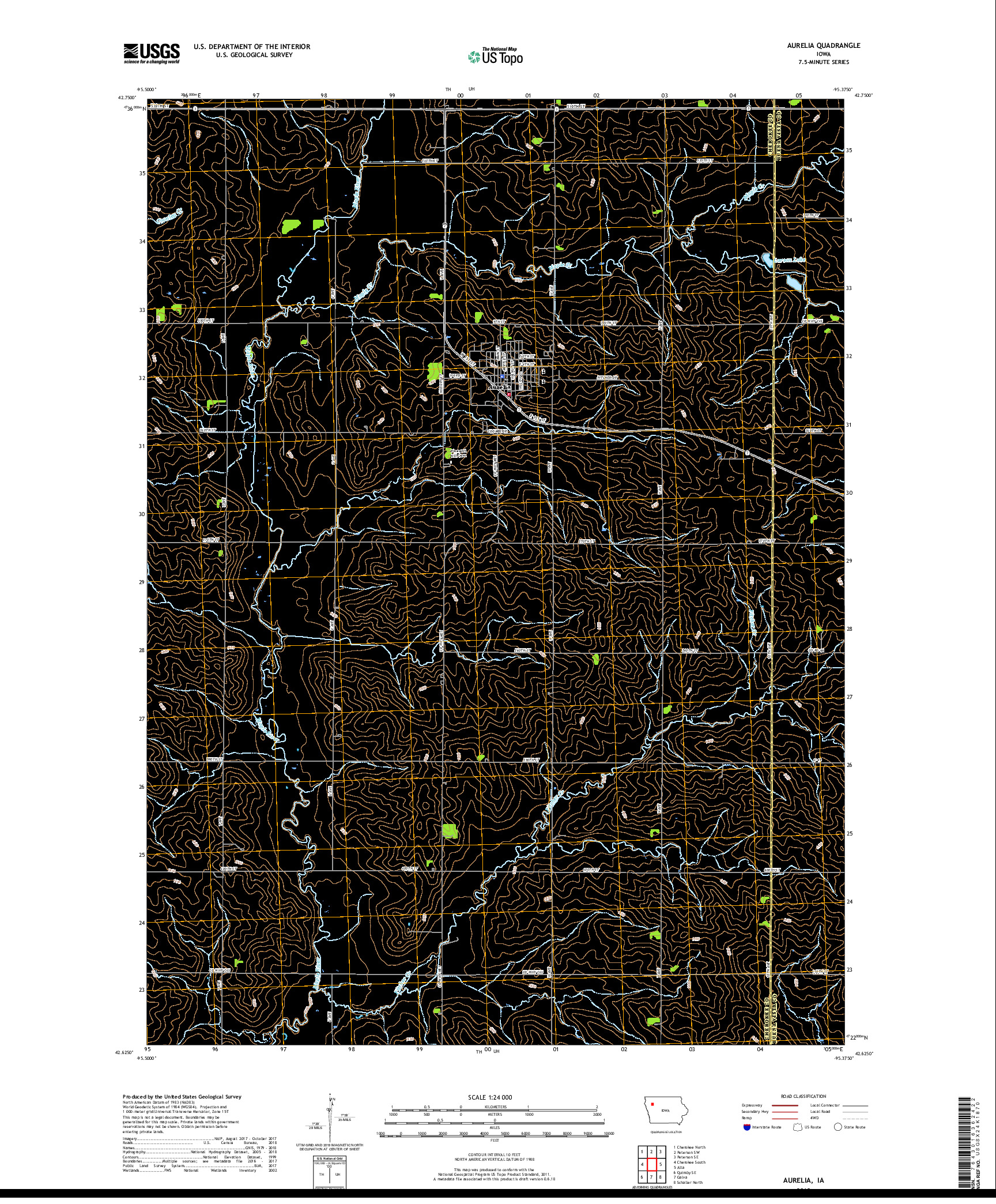 USGS US TOPO 7.5-MINUTE MAP FOR AURELIA, IA 2018