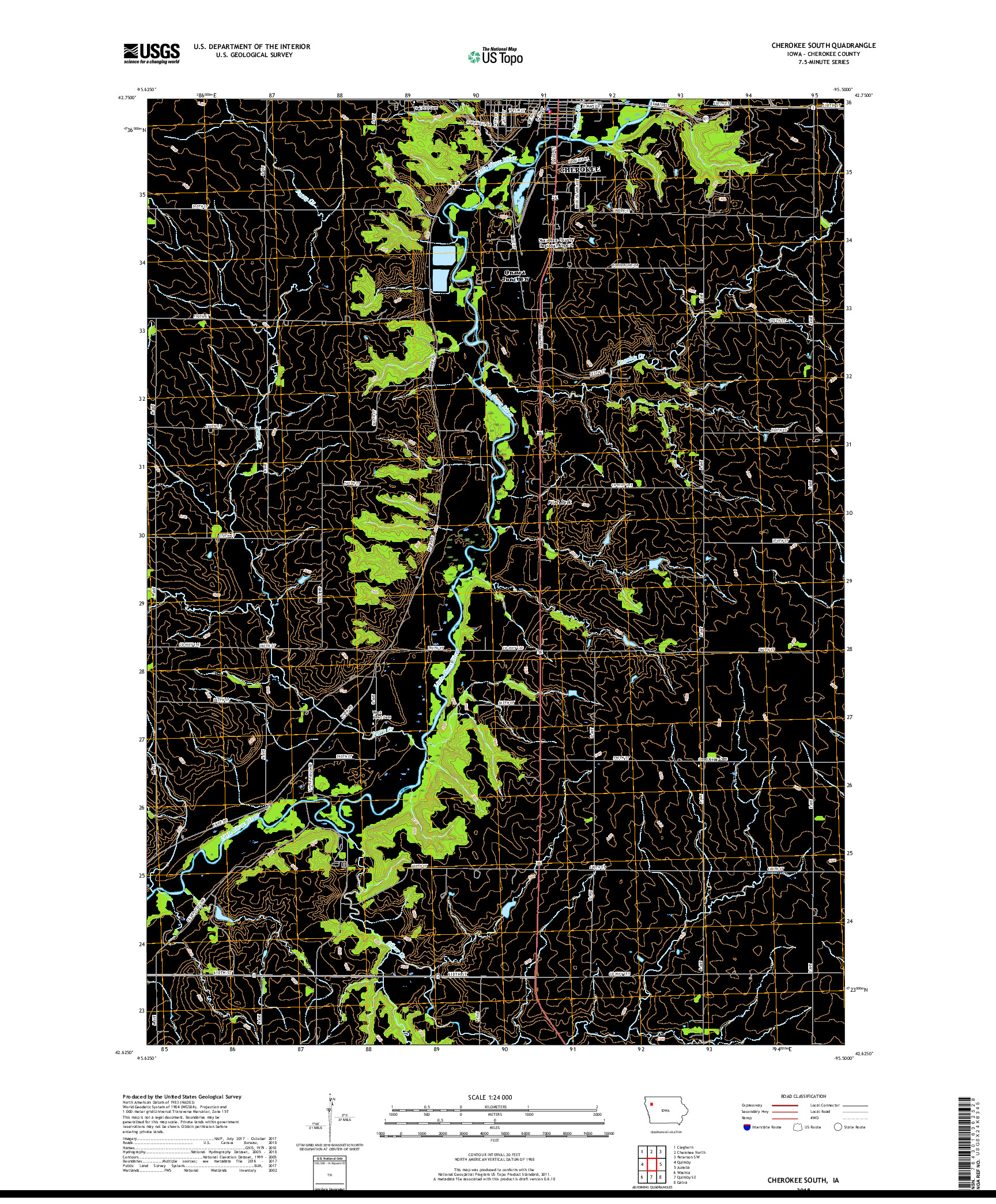 USGS US TOPO 7.5-MINUTE MAP FOR CHEROKEE SOUTH, IA 2018