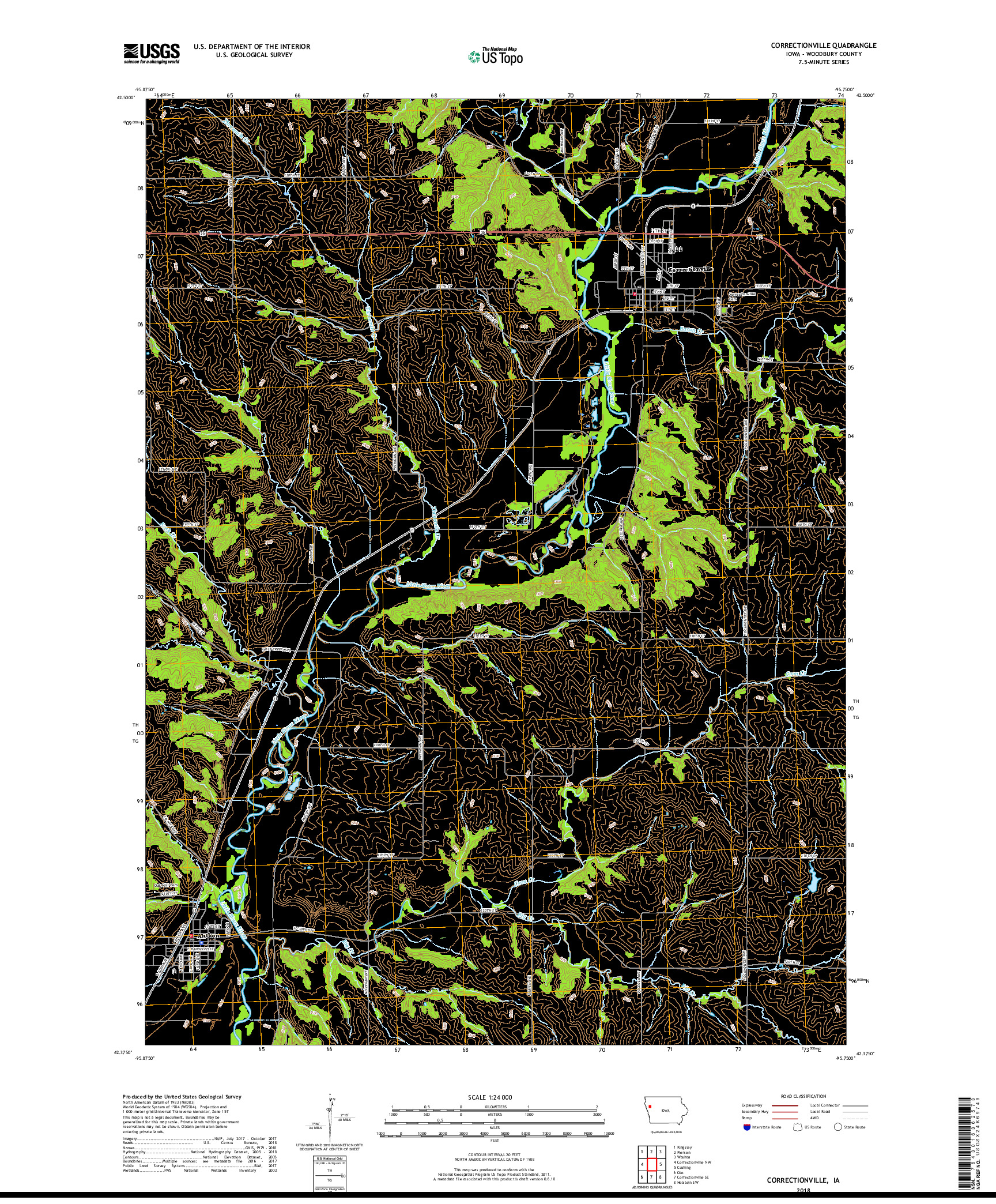 USGS US TOPO 7.5-MINUTE MAP FOR CORRECTIONVILLE, IA 2018