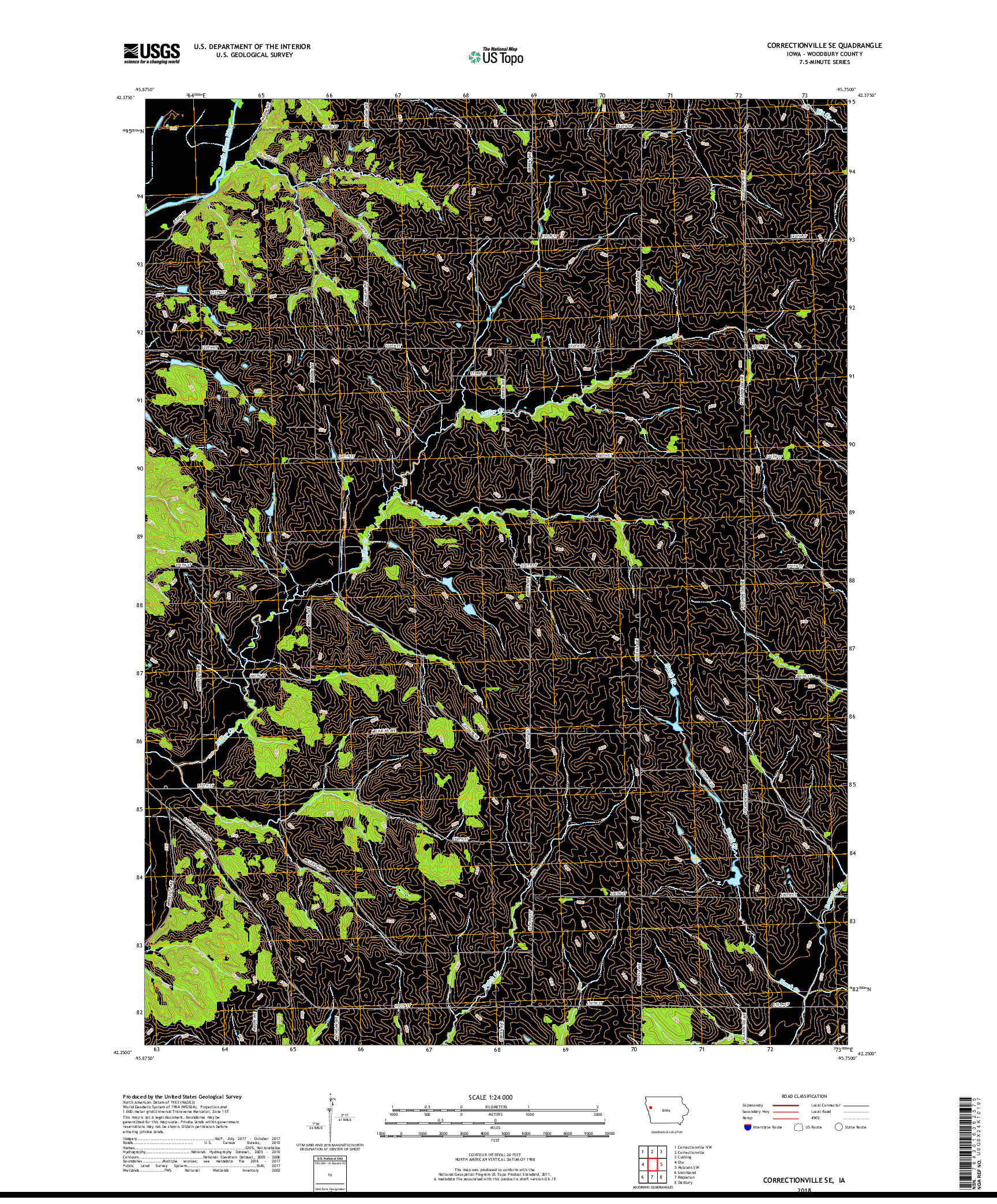 USGS US TOPO 7.5-MINUTE MAP FOR CORRECTIONVILLE SE, IA 2018