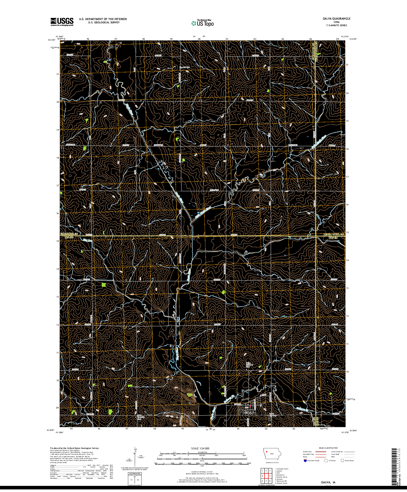 USGS US TOPO 7.5-MINUTE MAP FOR GALVA, IA 2018