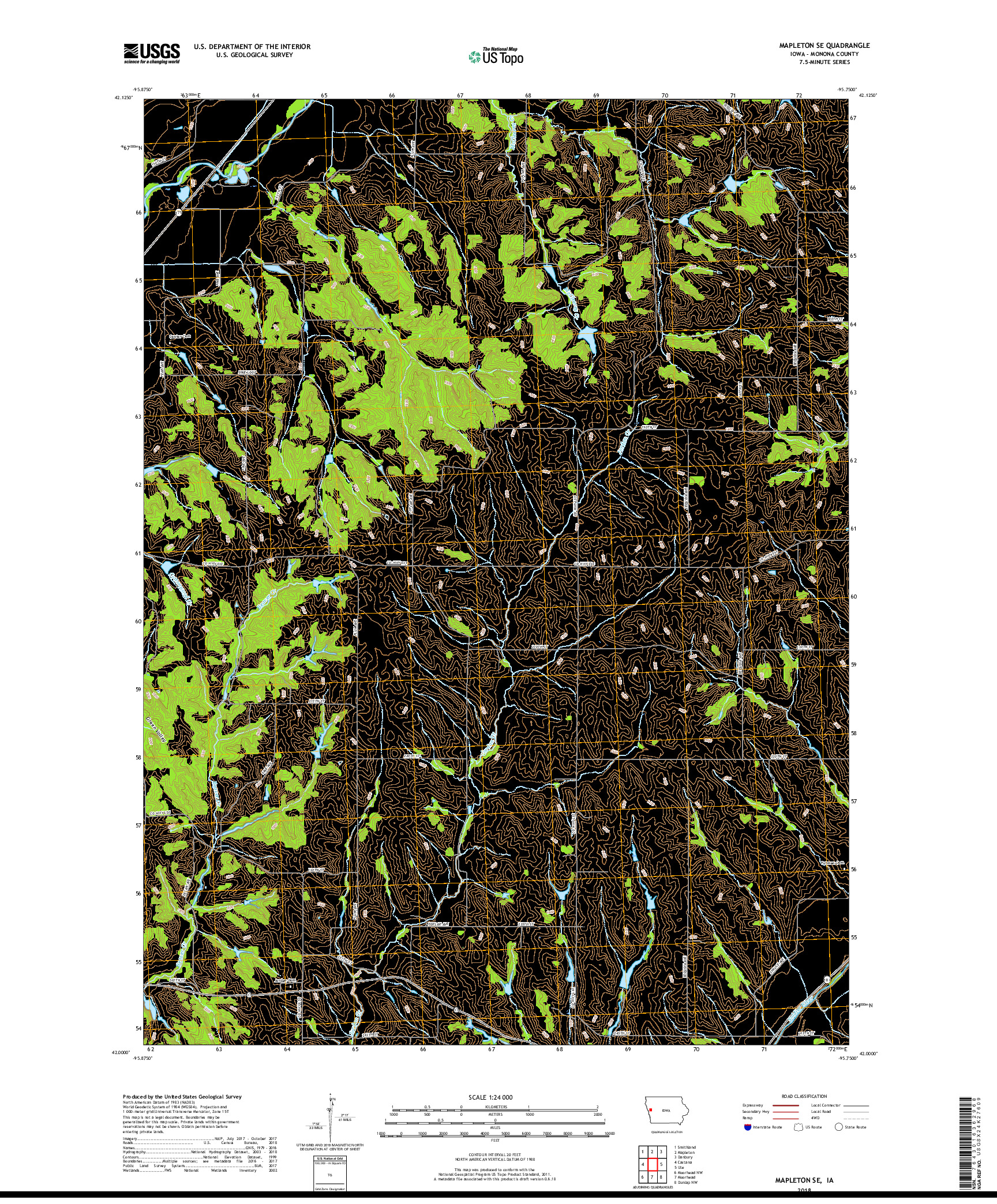 USGS US TOPO 7.5-MINUTE MAP FOR MAPLETON SE, IA 2018