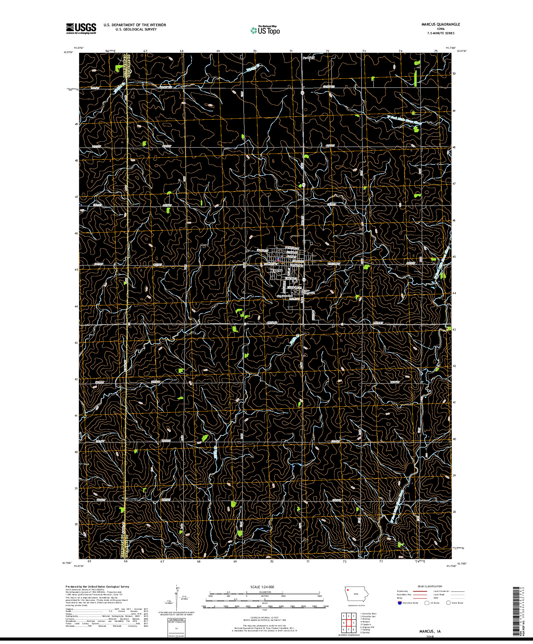 USGS US TOPO 7.5-MINUTE MAP FOR MARCUS, IA 2018