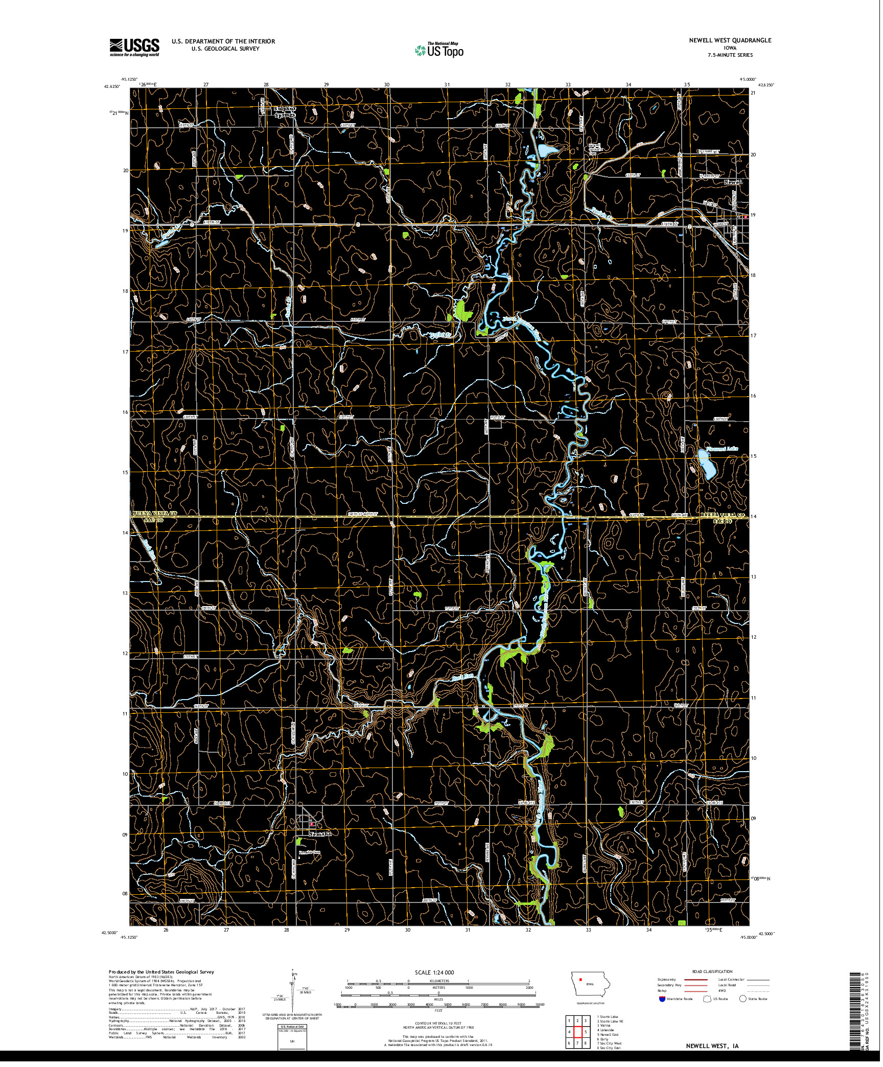 USGS US TOPO 7.5-MINUTE MAP FOR NEWELL WEST, IA 2018