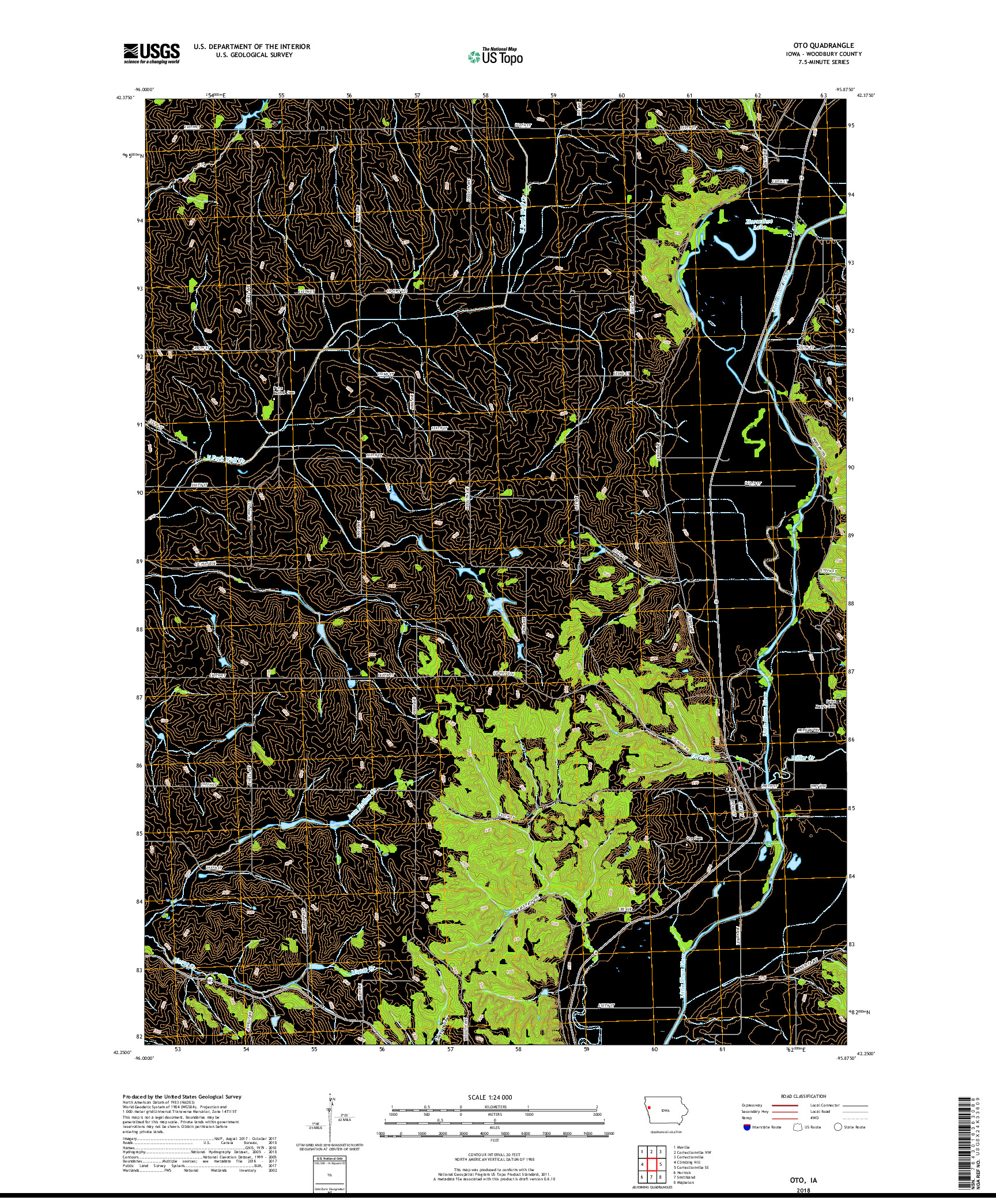 USGS US TOPO 7.5-MINUTE MAP FOR OTO, IA 2018