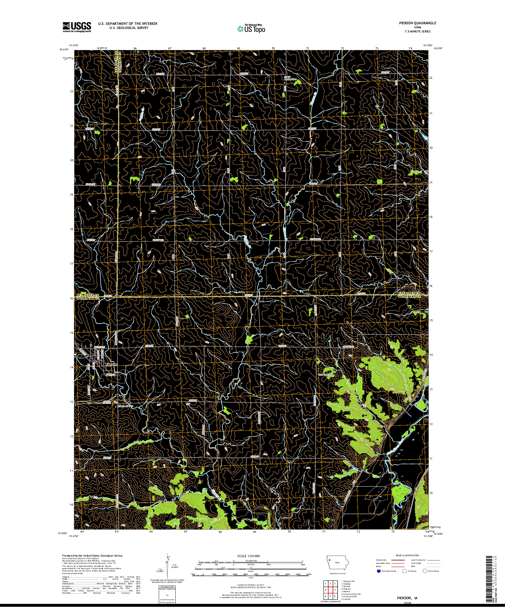 USGS US TOPO 7.5-MINUTE MAP FOR PIERSON, IA 2018