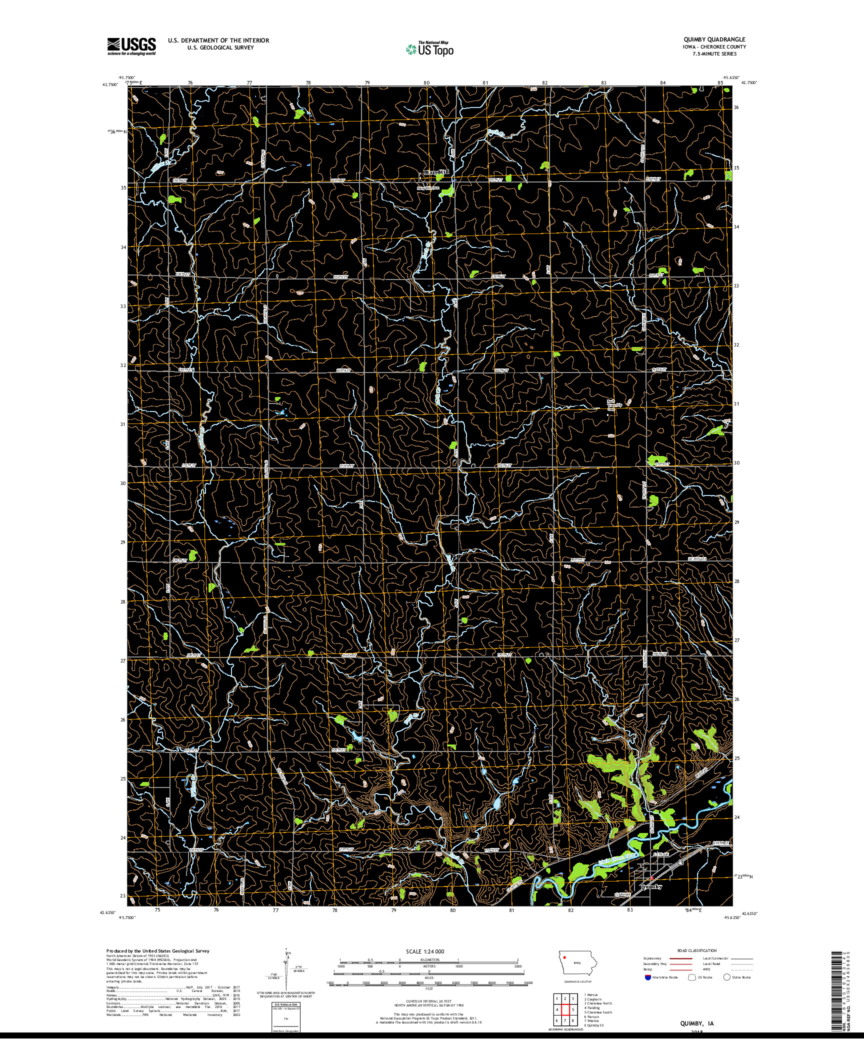 USGS US TOPO 7.5-MINUTE MAP FOR QUIMBY, IA 2018