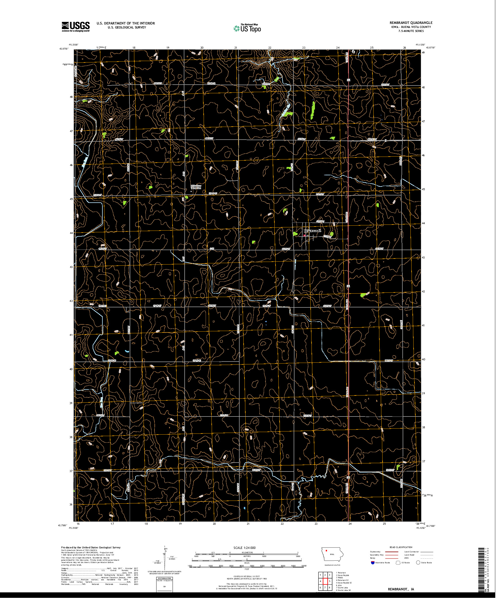 USGS US TOPO 7.5-MINUTE MAP FOR REMBRANDT, IA 2018