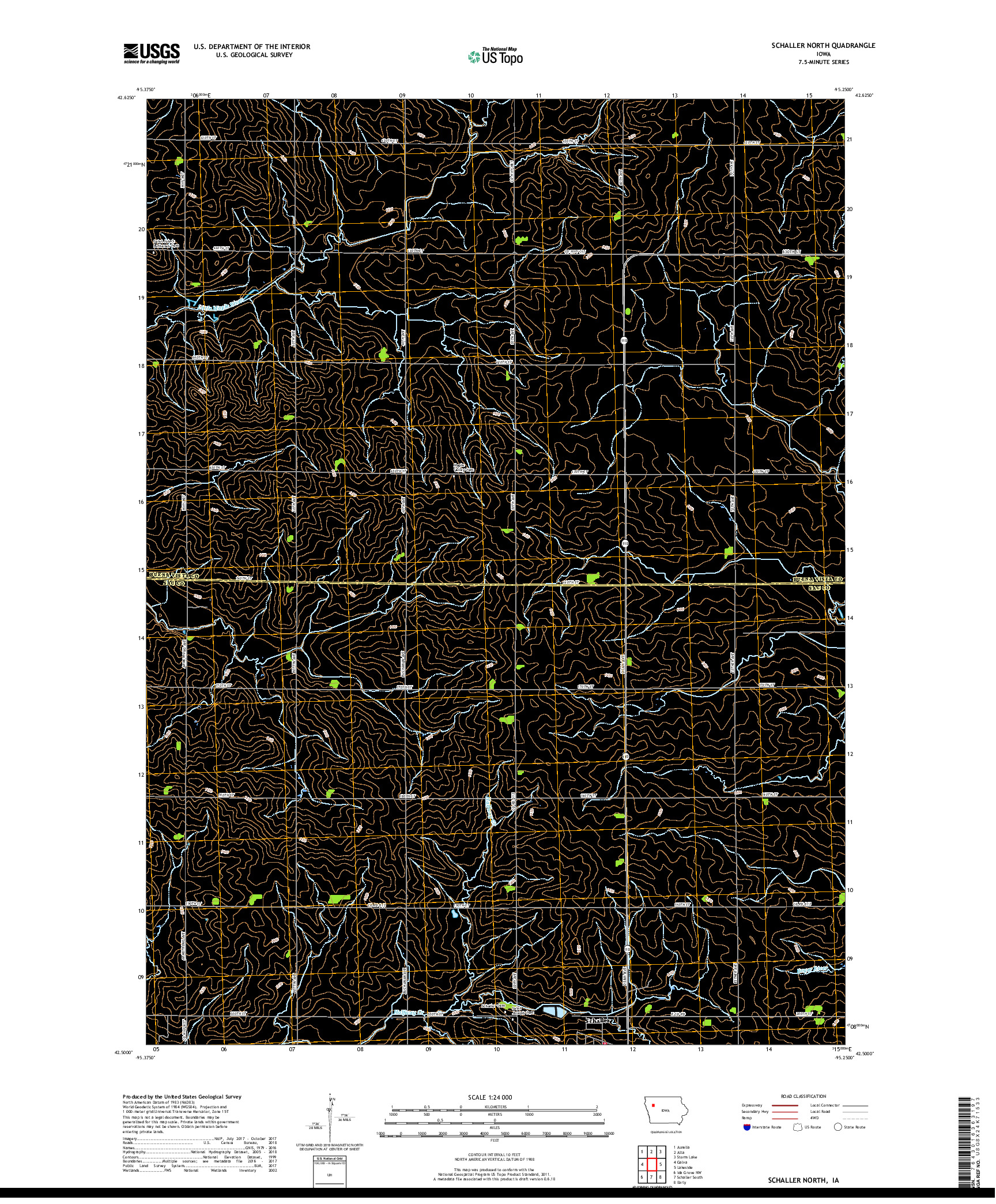 USGS US TOPO 7.5-MINUTE MAP FOR SCHALLER NORTH, IA 2018