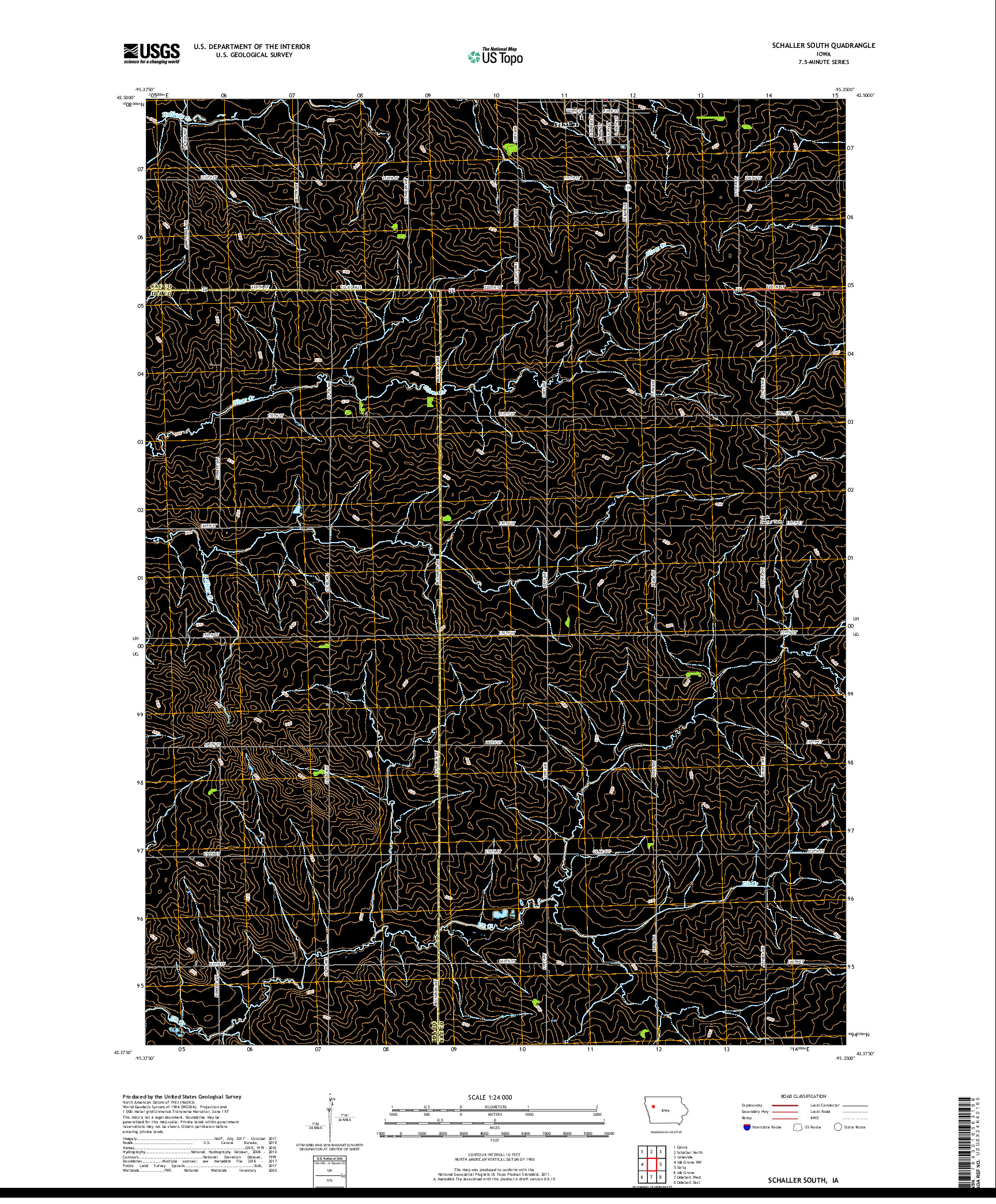 USGS US TOPO 7.5-MINUTE MAP FOR SCHALLER SOUTH, IA 2018