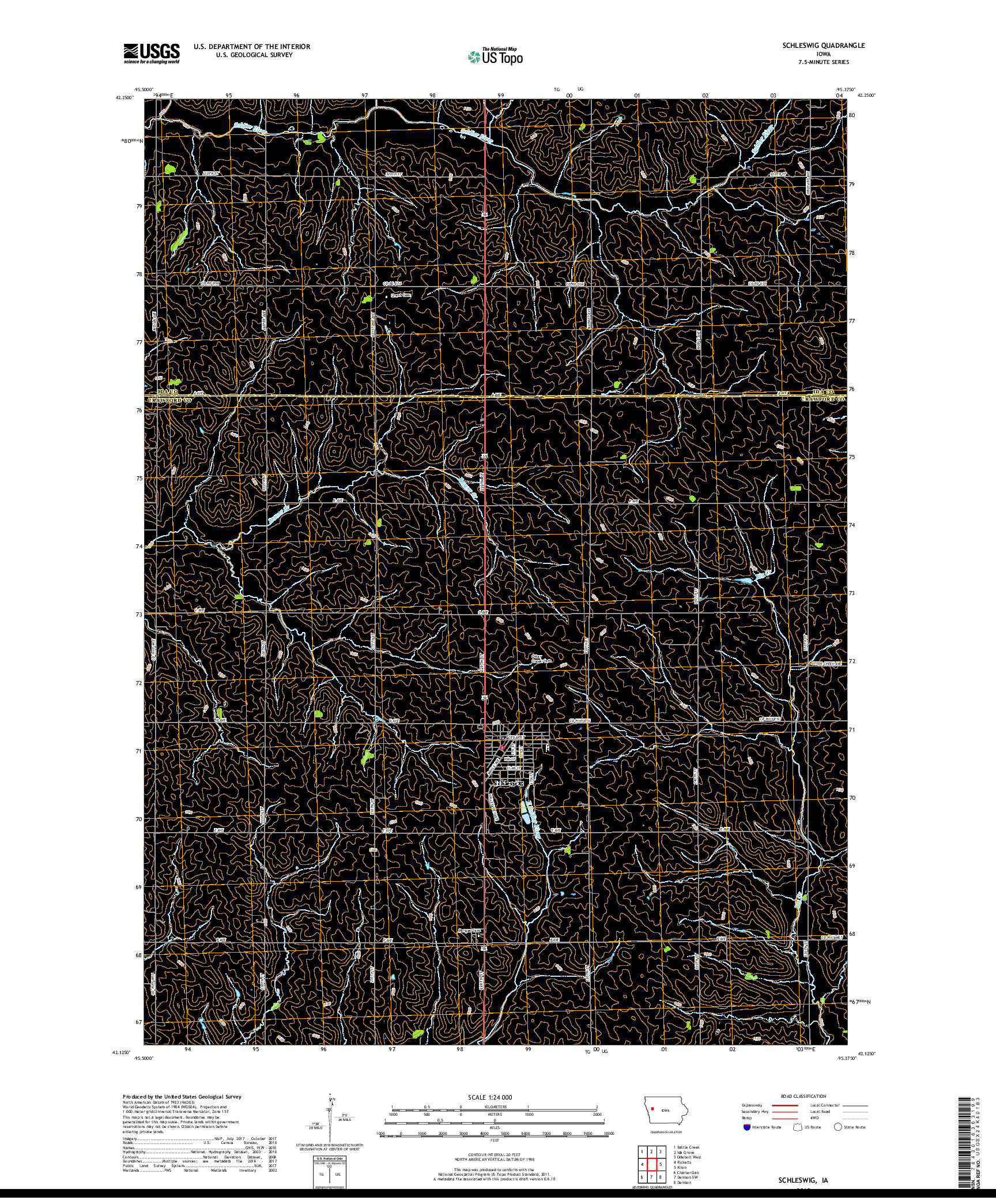 USGS US TOPO 7.5-MINUTE MAP FOR SCHLESWIG, IA 2018