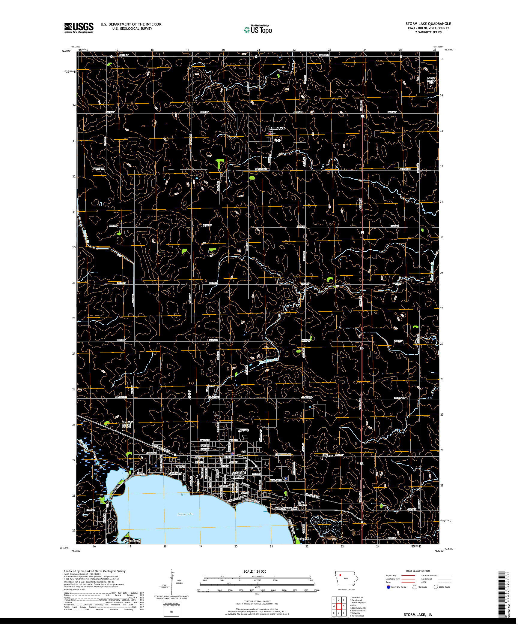 USGS US TOPO 7.5-MINUTE MAP FOR STORM LAKE, IA 2018