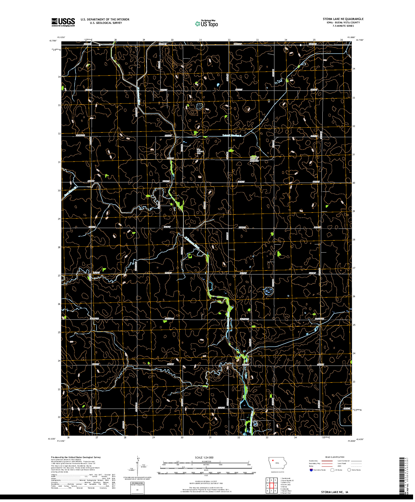 USGS US TOPO 7.5-MINUTE MAP FOR STORM LAKE NE, IA 2018